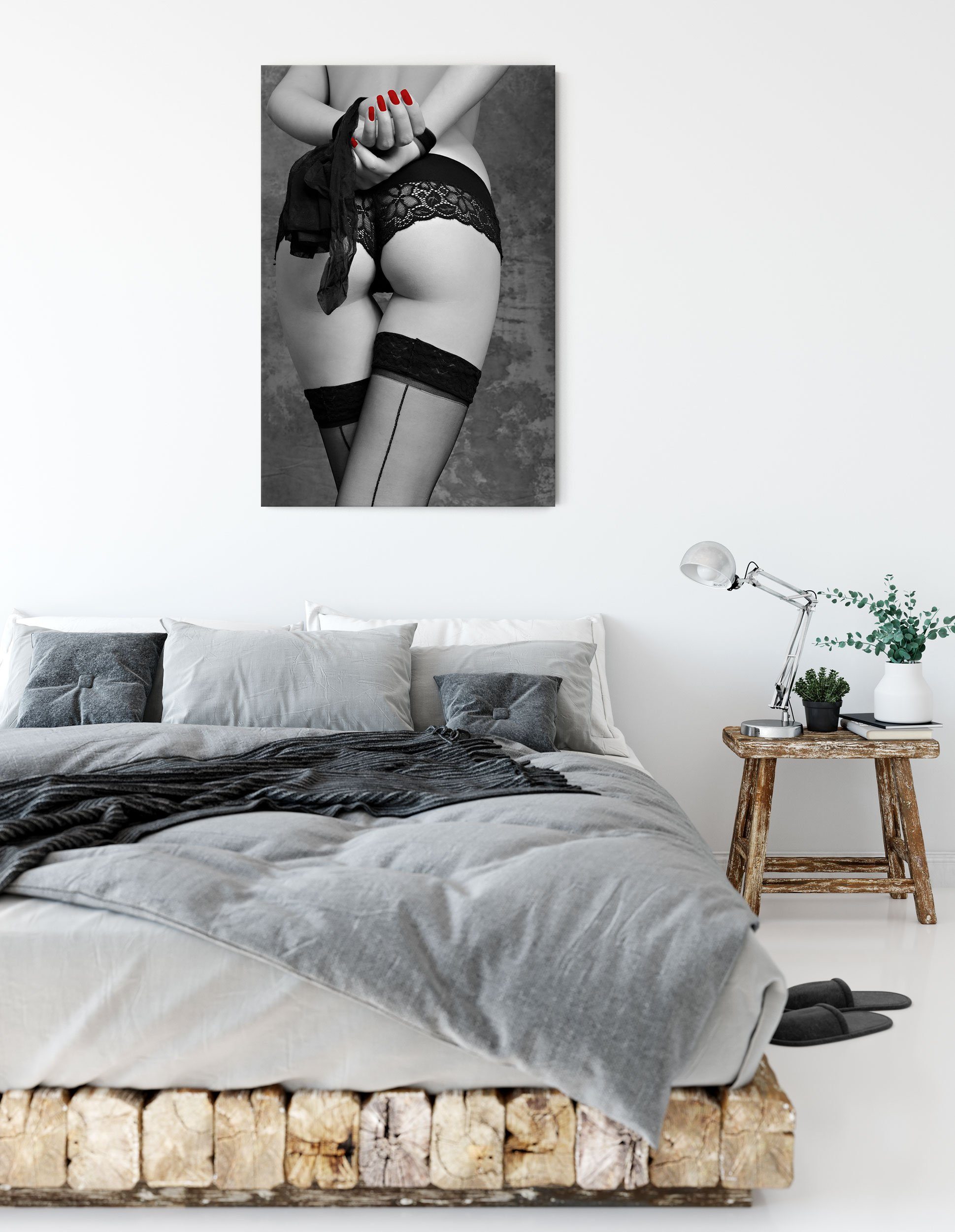 erotische Leinwandbild St), bespannt, (1 fertig Leinwandbild erotische Zackenaufhänger inkl. Pixxprint Spitzen-Dessous, Spitzen-Dessous