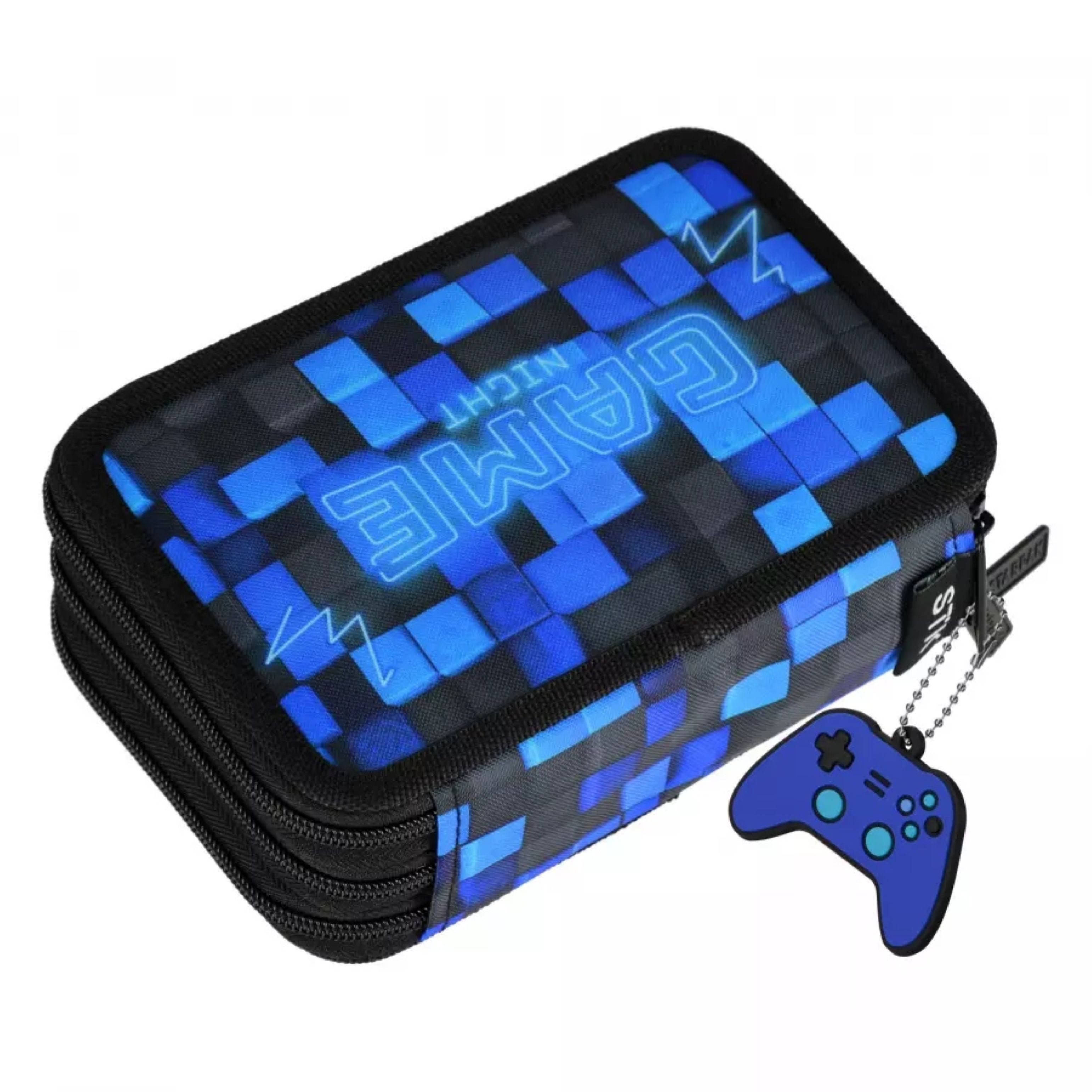 Starpak Federtasche Schulmäppchen 3-Fach mit Füllung für Jungen Pixel Game Pad