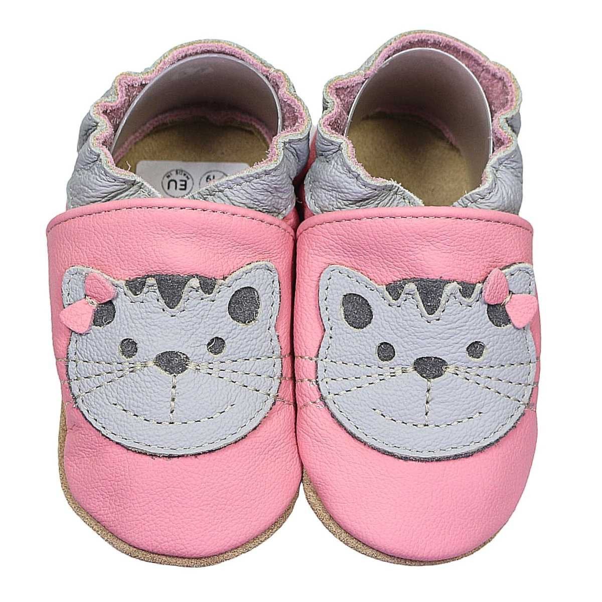 HOBEA-Germany Пінетки Katze rosa 16/17 (0 - 6 Monate) Krabbelsohle Krabbelschuh handgefertigt in der EU, Rutschfest und flexibel