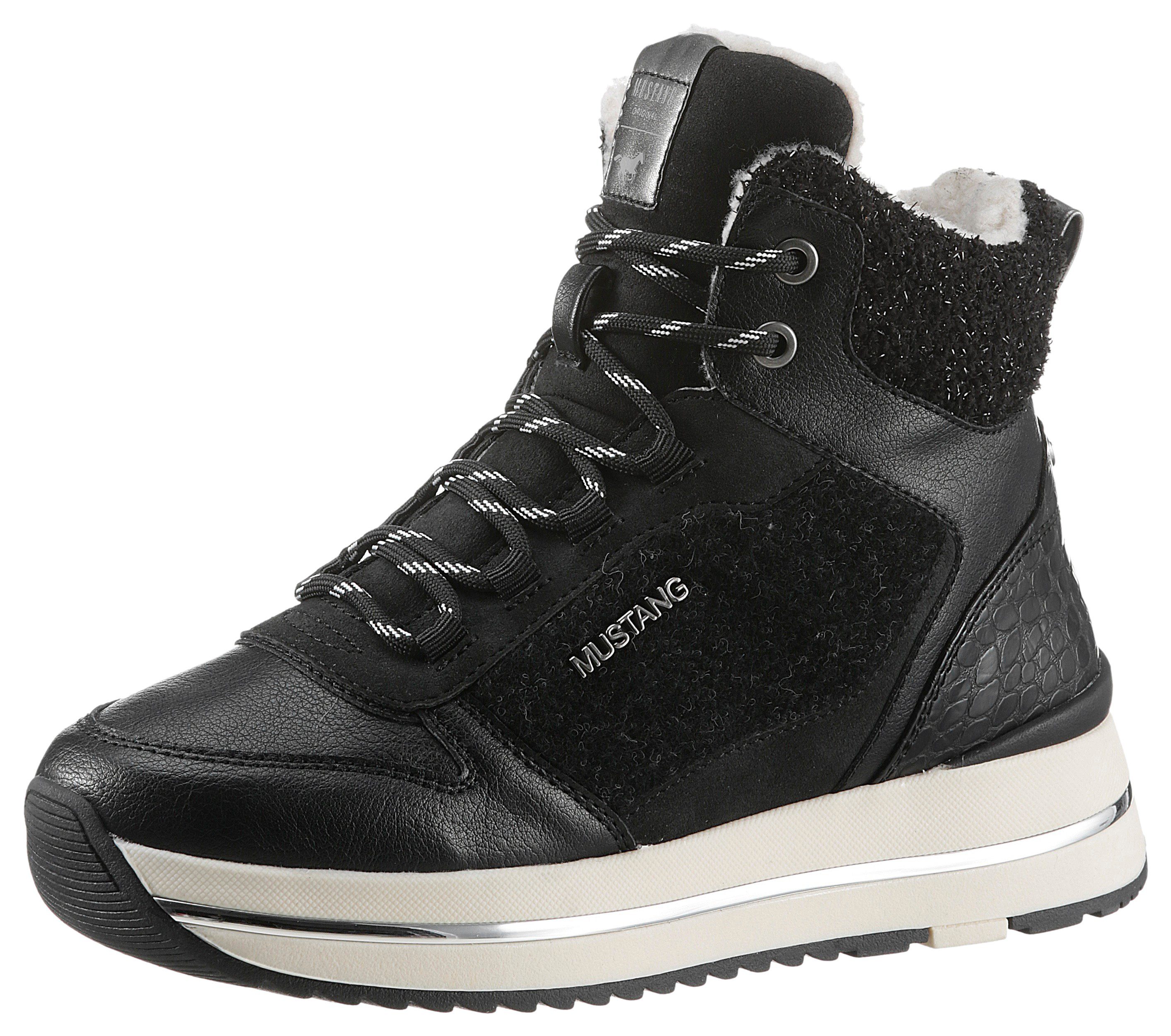 Mustang Shoes Winterboots mit Besatz in Kroko-Optik