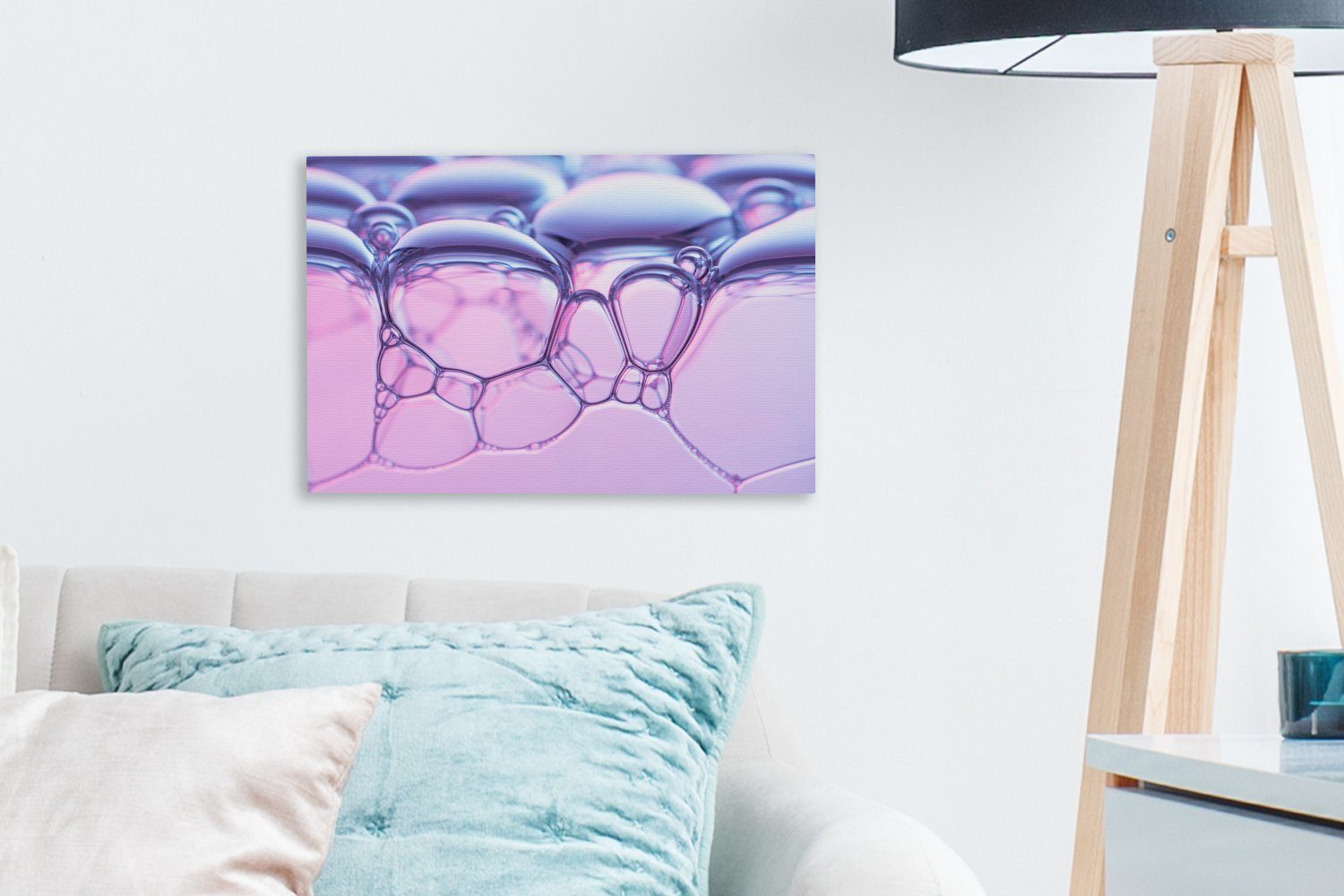 OneMillionCanvasses® Leinwandbild Seifenblasen Rosa Leinwandbilder, Wasser, St), Wanddeko, cm - 30x20 - (1 Aufhängefertig, Wandbild
