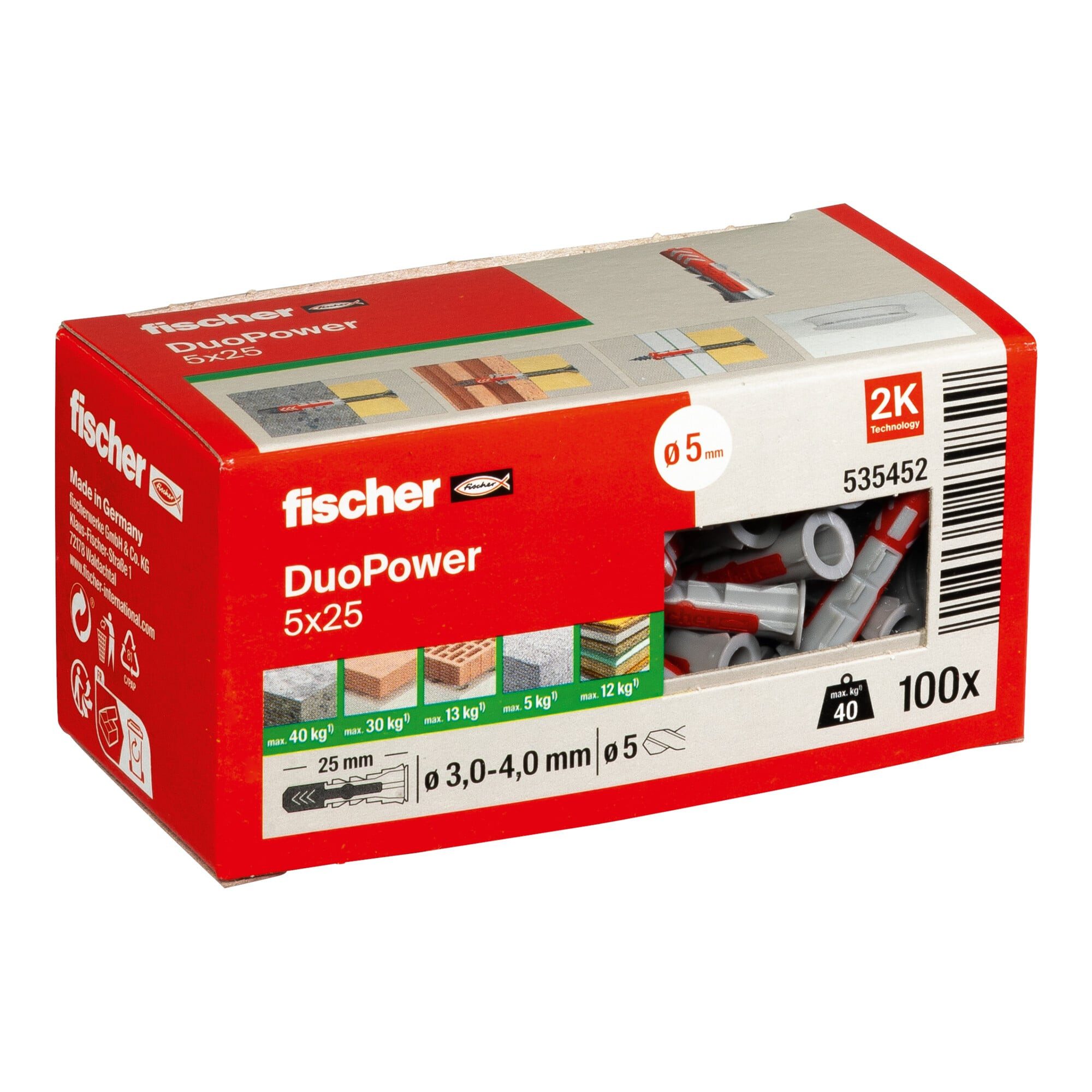 fischer Spreizdübel fischer Dübel DuoPower 5x25 LD 100 Stk