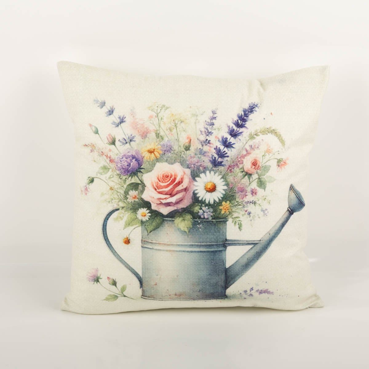 Clayre & Eef Dekokissen Clayre & Eef Kissenhülle Blumenstrauß Gießkanne 45x45 cm