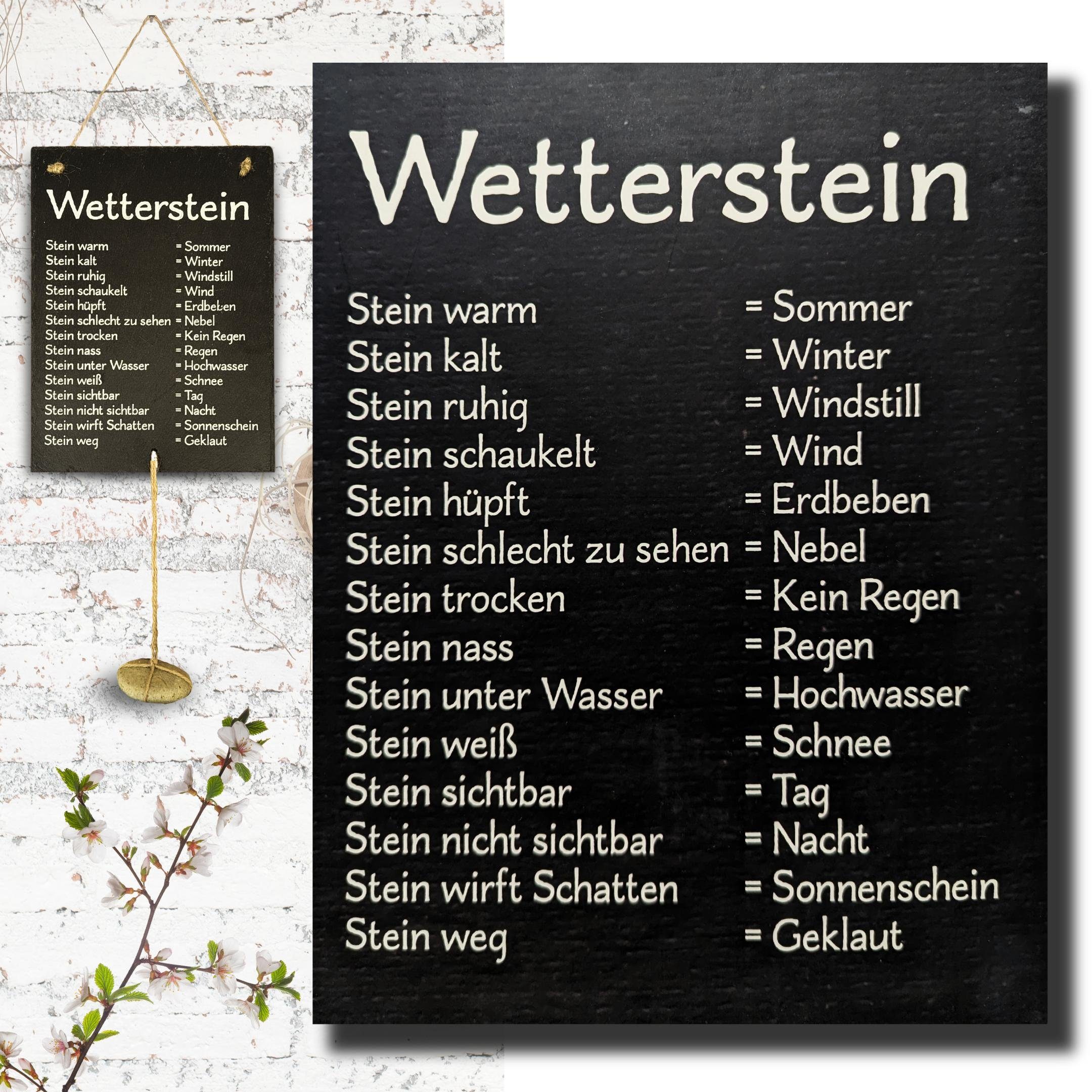 Bada Bing Hängedekoration Schiefertafel Wetterstein lustige Wetterstation mit Stein (1 St), Naturstein