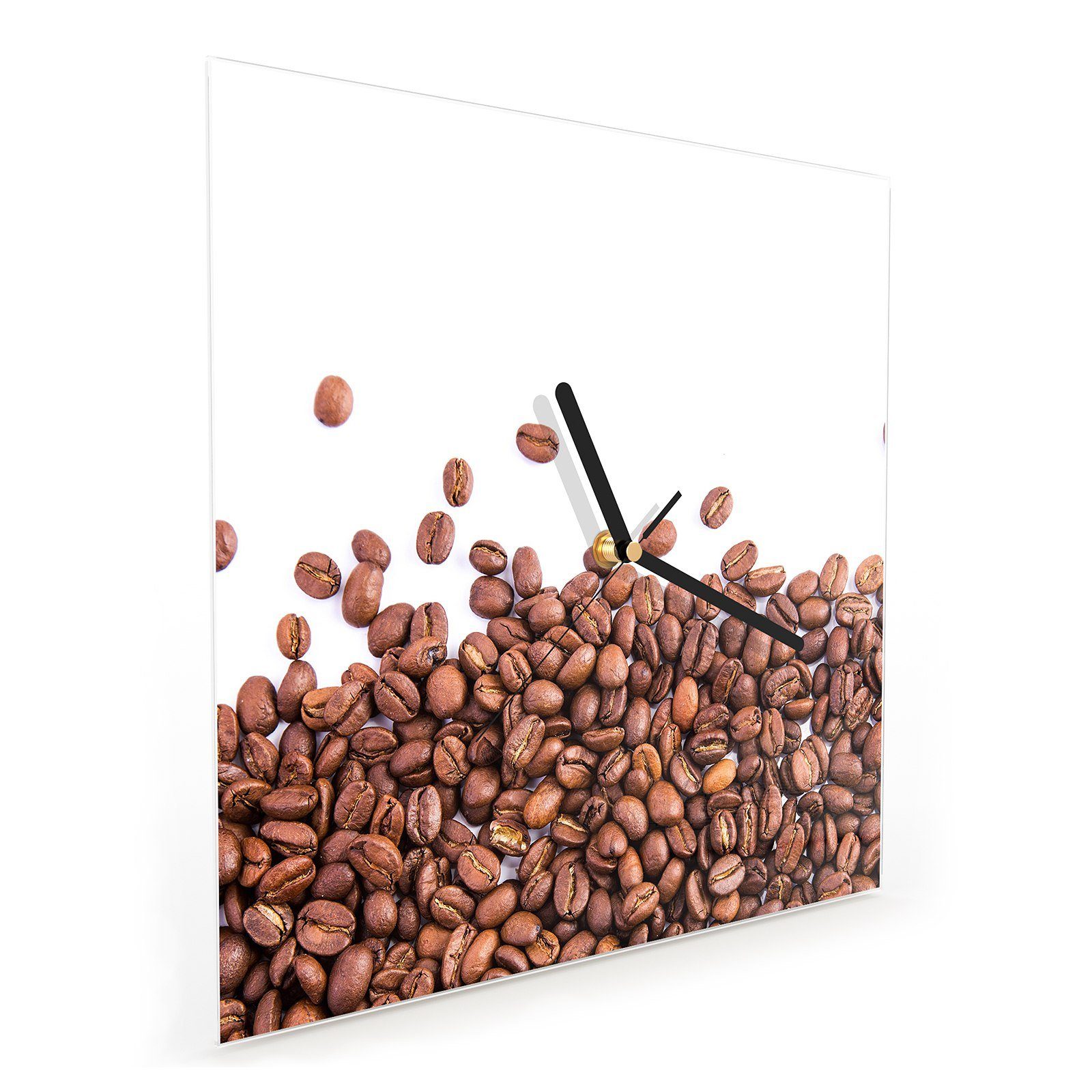 x mit Wandkunst Wanduhr Meer 30 cm Wanduhr 30 Größe an Primedeco Motiv Glasuhr Kaffeebohnen