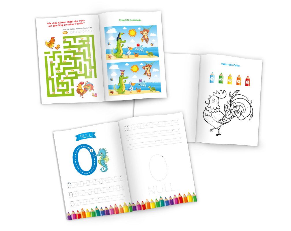 JUNAPACK Schulheft Vorschule Übungsheft Zahlen schreiben Lernen für Vorschulkinder, Vorschulheft Übungsheft zum Zahlen lernen für Kinder