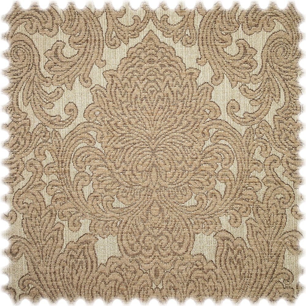 Heiro Stoff AKTION Chenille Jacquard Möbelstoff Chiswick House Beige, Polsterstoff Meterware - Breite:145 cm