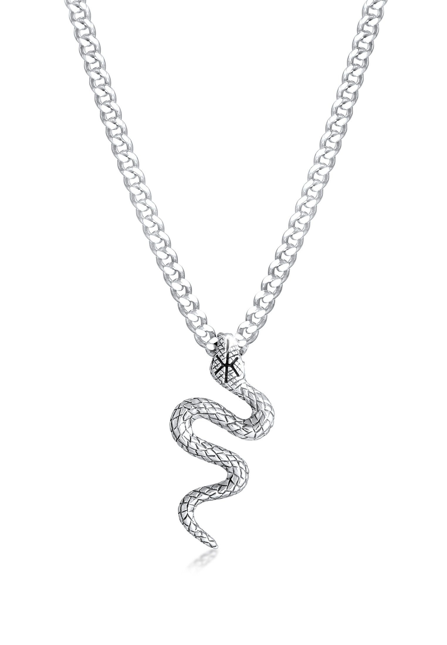 Kuzzoi Kette Herren Schange Snake mit 925 Silber, Schlange Anhänger Panzerkette