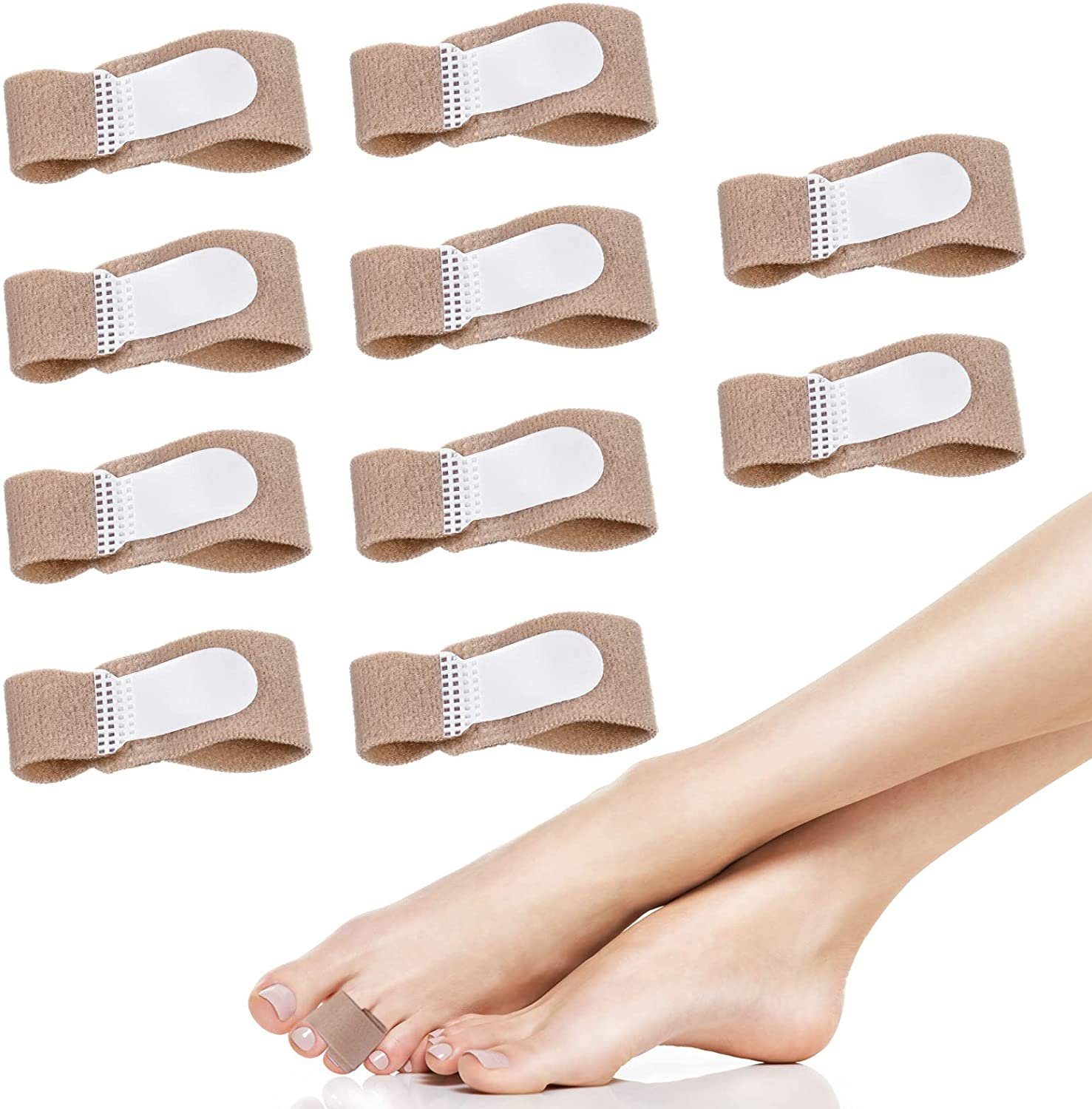 COOL-i ® Hallux-Bandage, 10 Zehenbänder, Schienenbandage & Fingerschutz für Zehenkorrektur