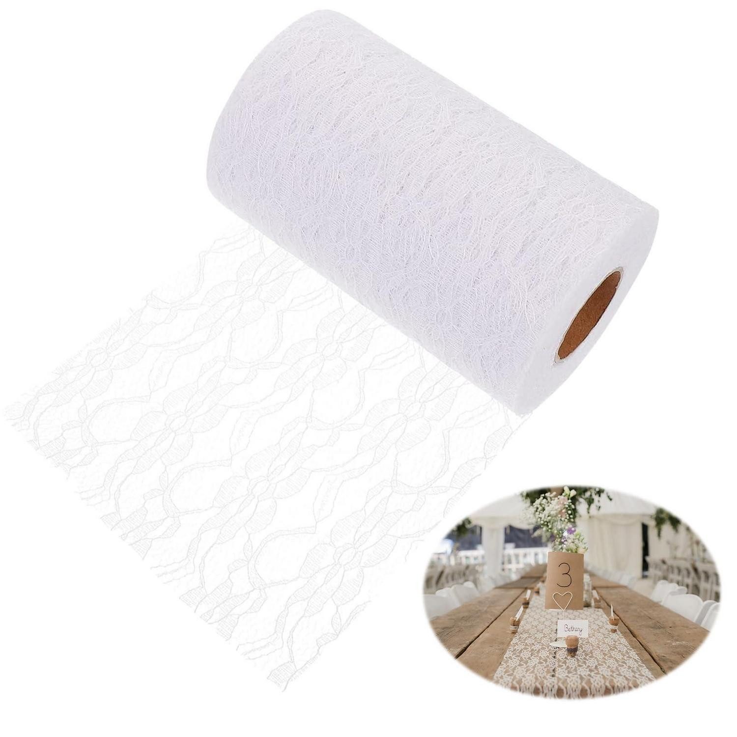 LuxusKollektion Tischläufer Tischläufer Spitze Weiss 15x22m