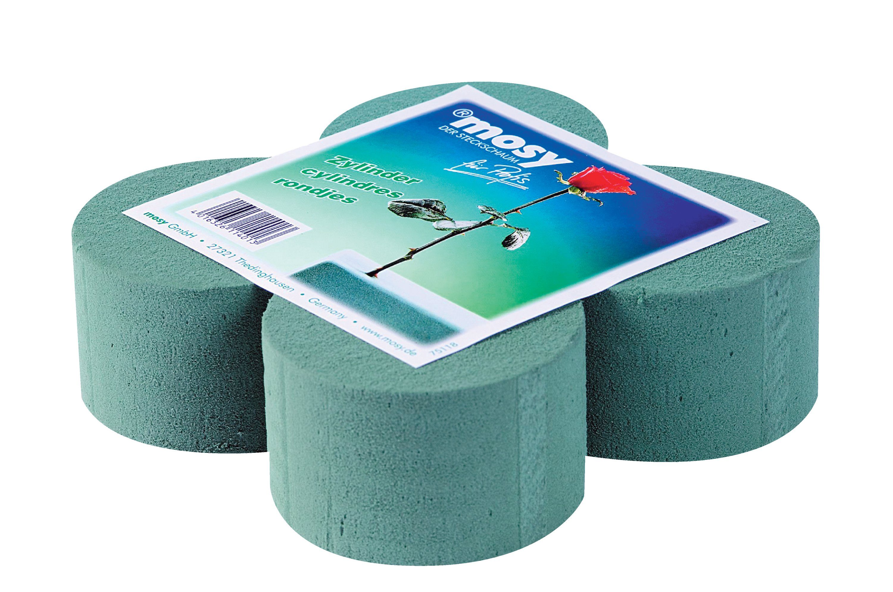 mosy Pflanzeinsatz Blumen Nass-Steckschaum Zylinder, 4 Stück