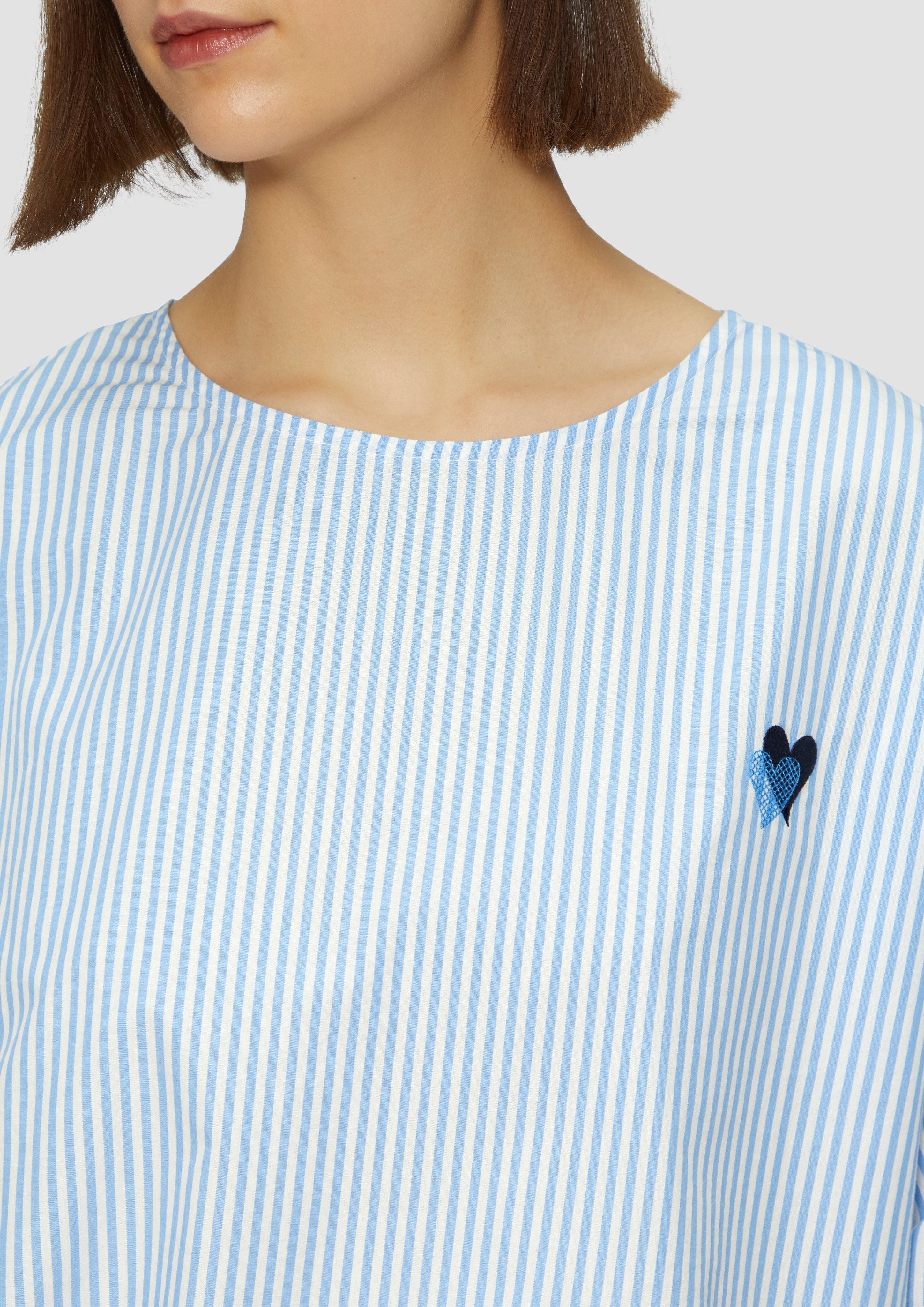 s.Oliver Langarmbluse Oversized Baumwollbluse mit Herz-Stickerei günstig online kaufen