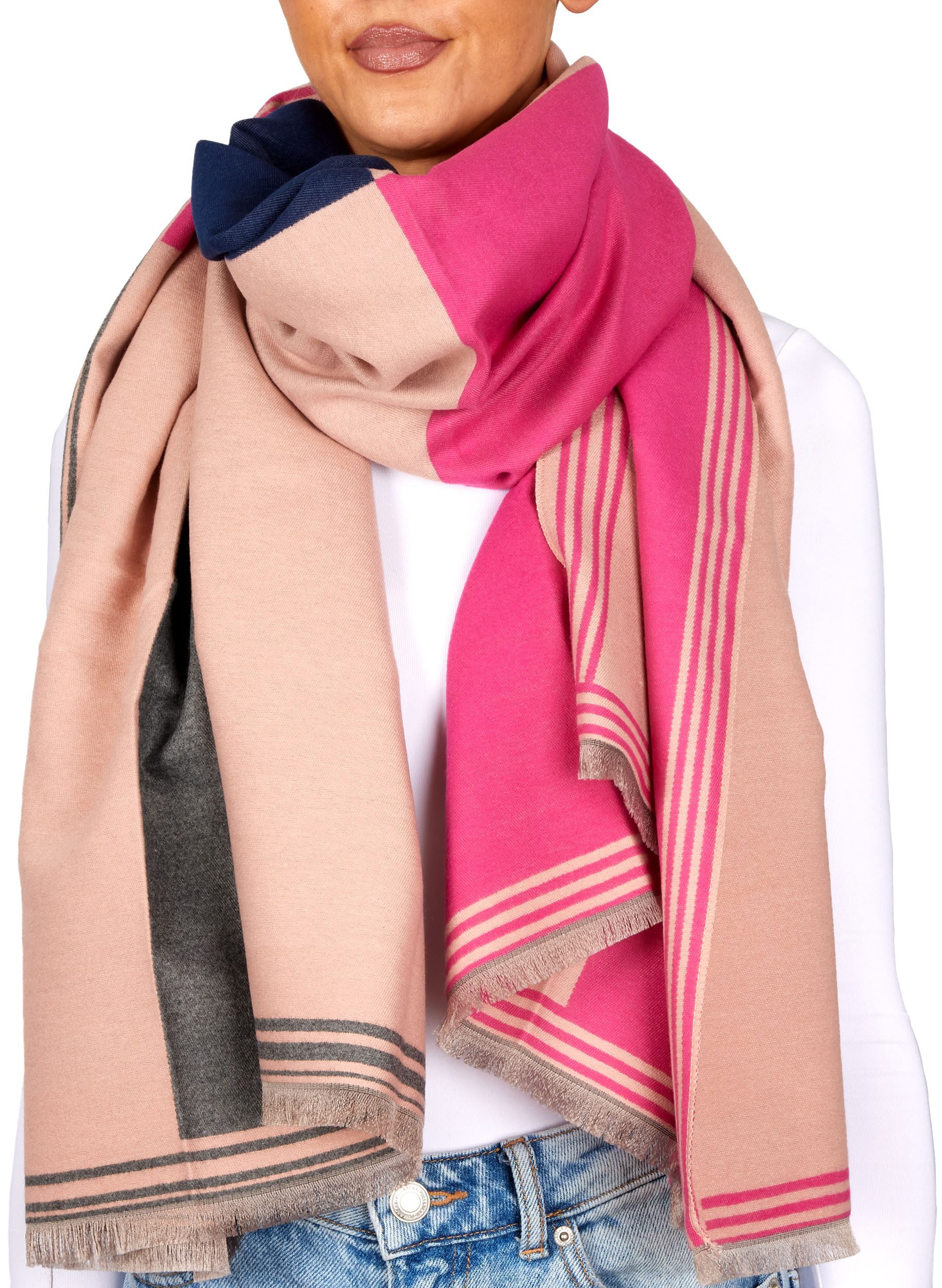 BRUBAKER Schal Cashmirillo Damen Schal mit Quadrat Muster - Warm und Kusche günstig online kaufen