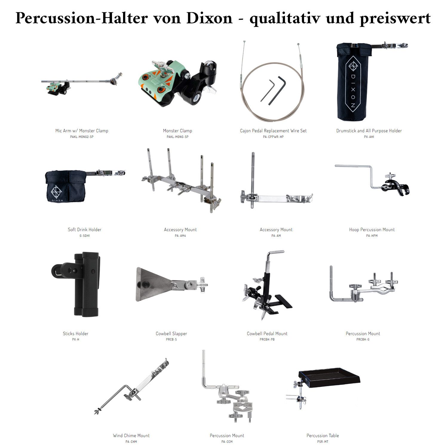 Dixon Schlagzeug Dixon Mikrofon-Halterung PA-HMM-SP zum Anklemmen,Mikrofon-Halterung, Halter zur Anbringung an einem Spannreifen