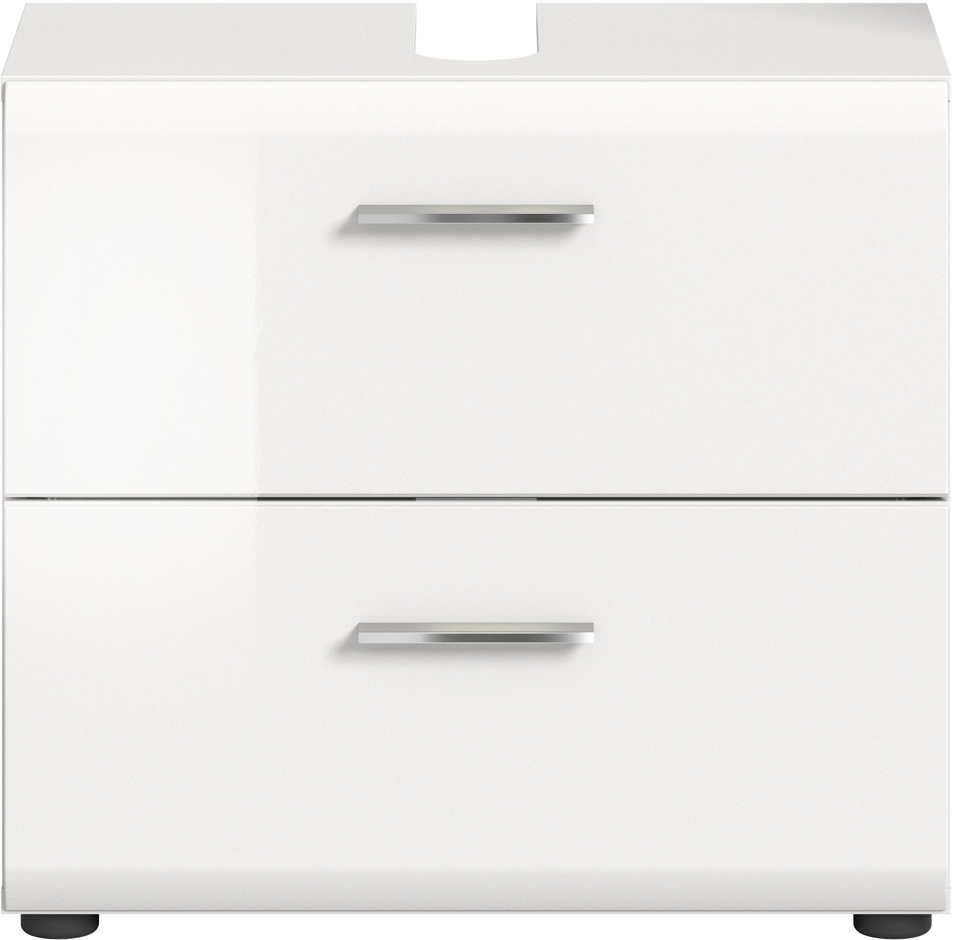 welltime Waschbeckenunterschrank FLORENZ, TOPSELLER!, Breite 60 cm, 2 Schubkästen,ink. Siphonausschnitt (1-St., TOPSELLER) hochwertige MDF Front, Griff chromglänzend, Badschrank, Bad