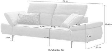 W.SCHILLIG 2,5-Sitzer levi, inklusive Kopfstützenverstellung & Seitenteilverstellung, Breite 236cm