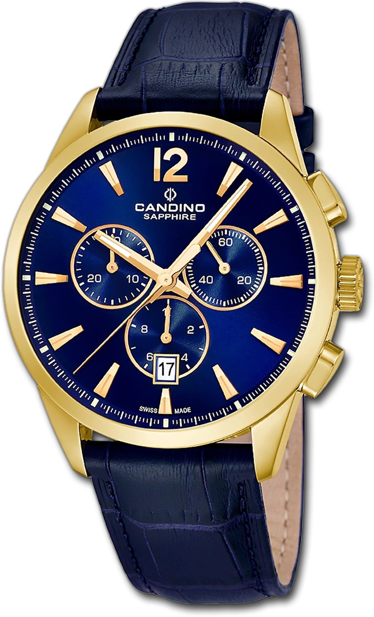 Candino Quarzuhr Candino Herrenuhr Sport C4518/F, Herren Armbanduhr rund, Edelstahlarmband blau