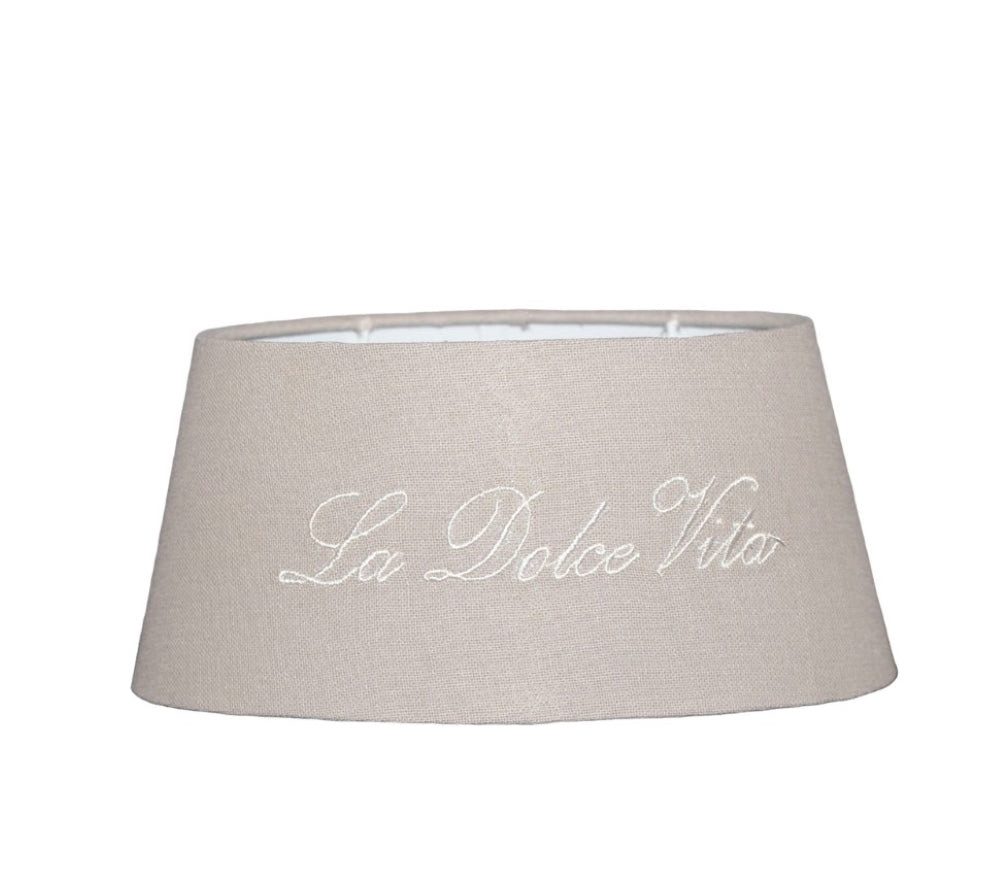 Dirk Davids Leuchten GmbH Lampenschirm Lampenschirm Oval La Dolce Vita Grau für Tischleuchte 25-20-12, Stilvoll und elegant