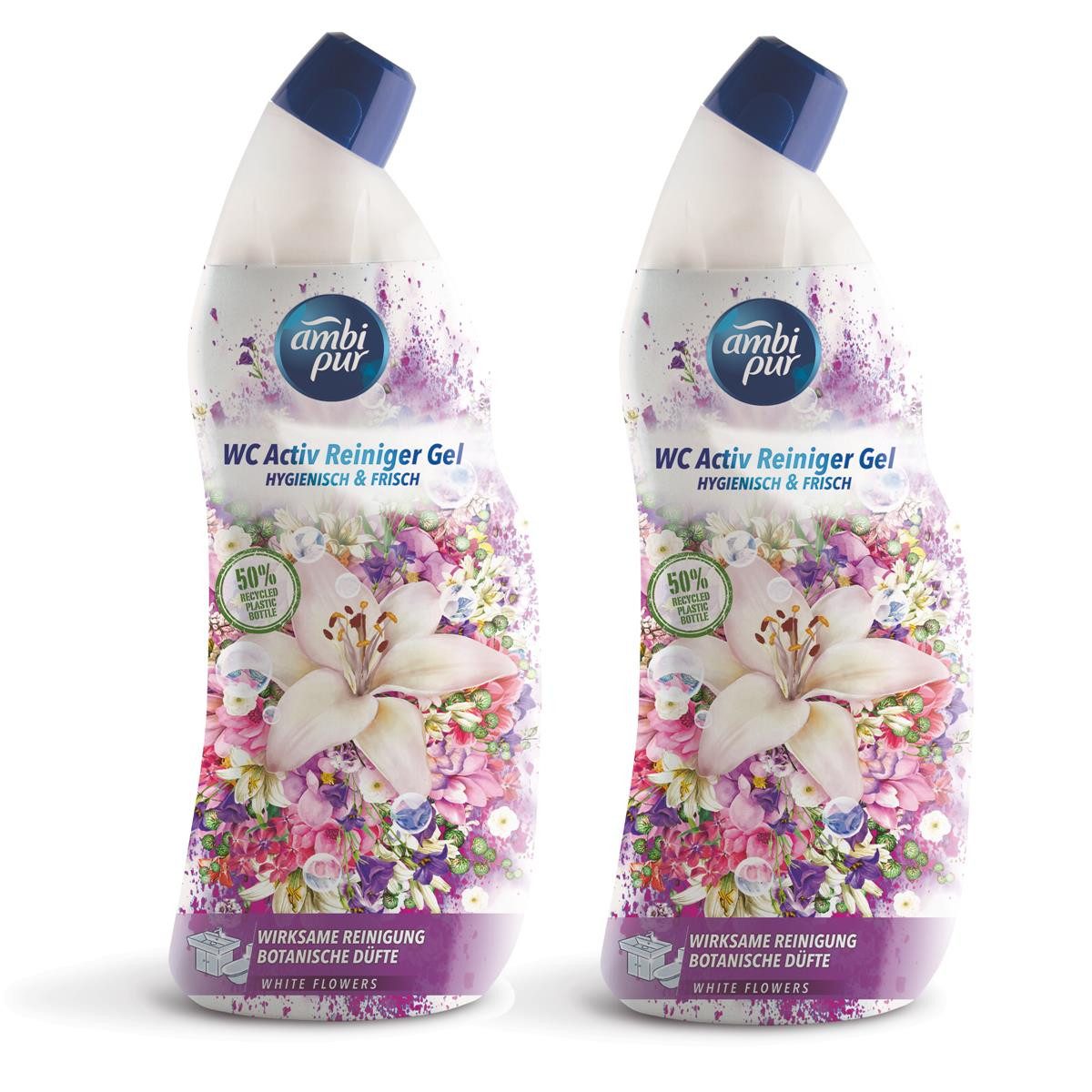 ambi pur Ambi Pur WC Aktiv Reiniger Gel White Flowers 750ml (2er Pack) WC-Reiniger