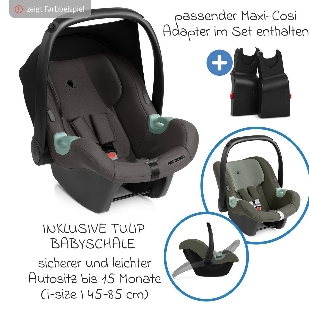 ABC Design Kombi-Kinderwagen Sierra Set - Nut, 4in1 Kinderwagen mit Babywanne, Babyschale, Isofix Base & Sportsitz