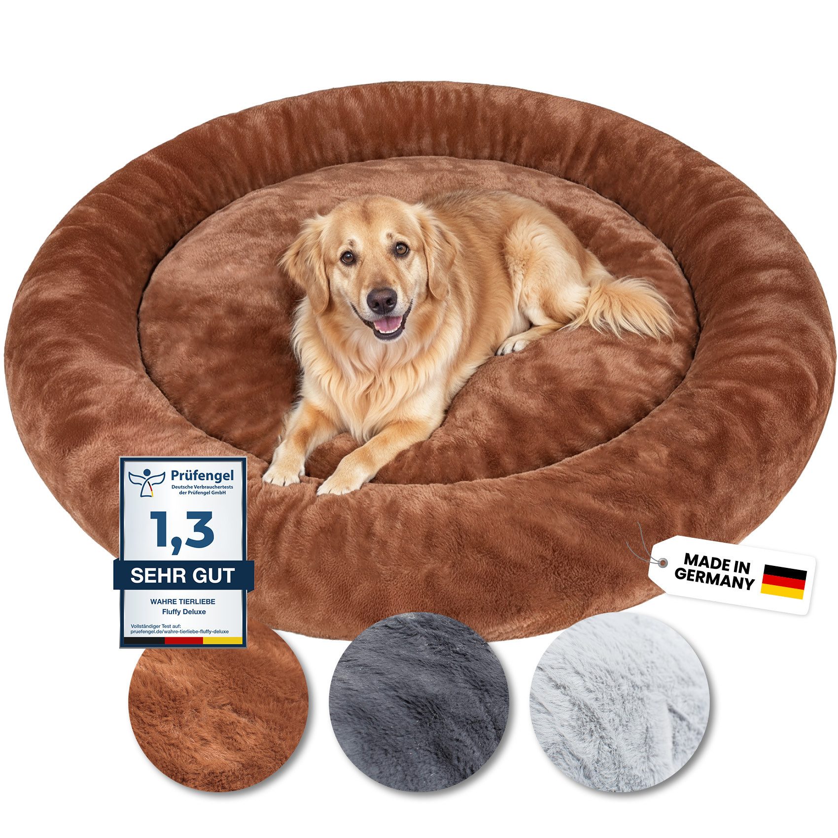 Wahre Tierliebe Tierbett - Orthopädisches Hundebett Deluxe, Deutschlands Original, waschbar, Verschiedene Größen und Farben, extra flauschig