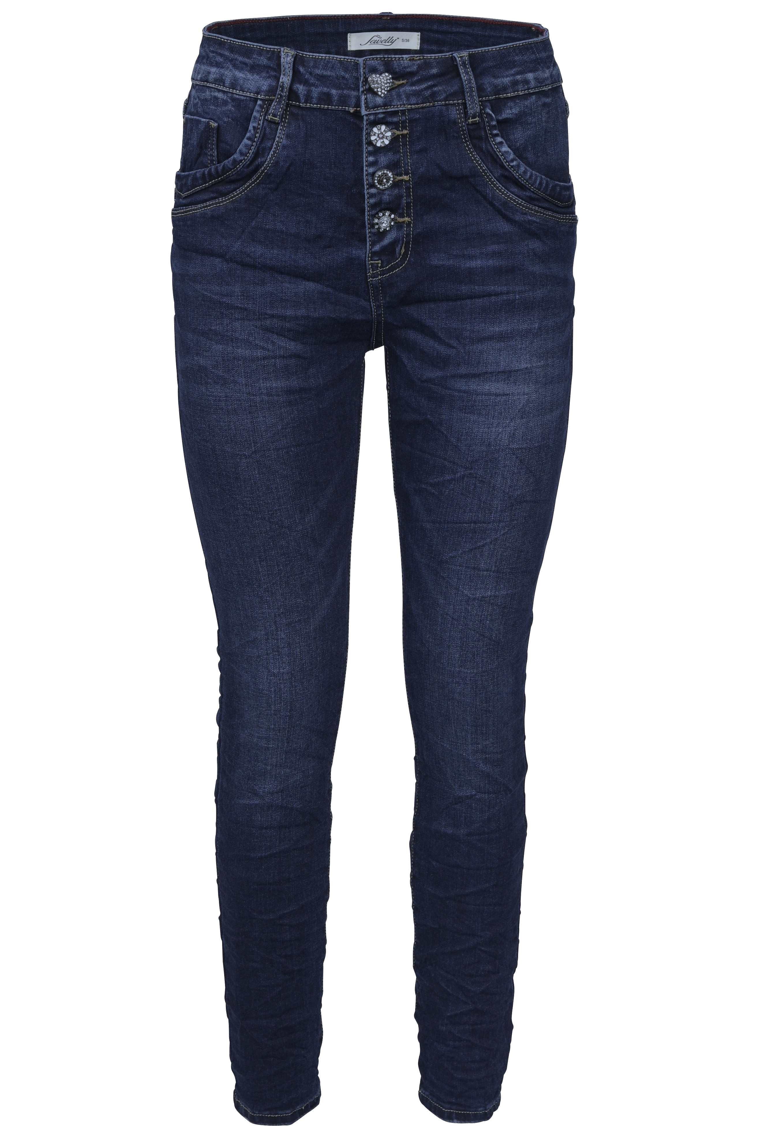 Jewelly Regular-fit-Jeans Jeans, Stretch Jeans Five-Pocket im Crash-Look