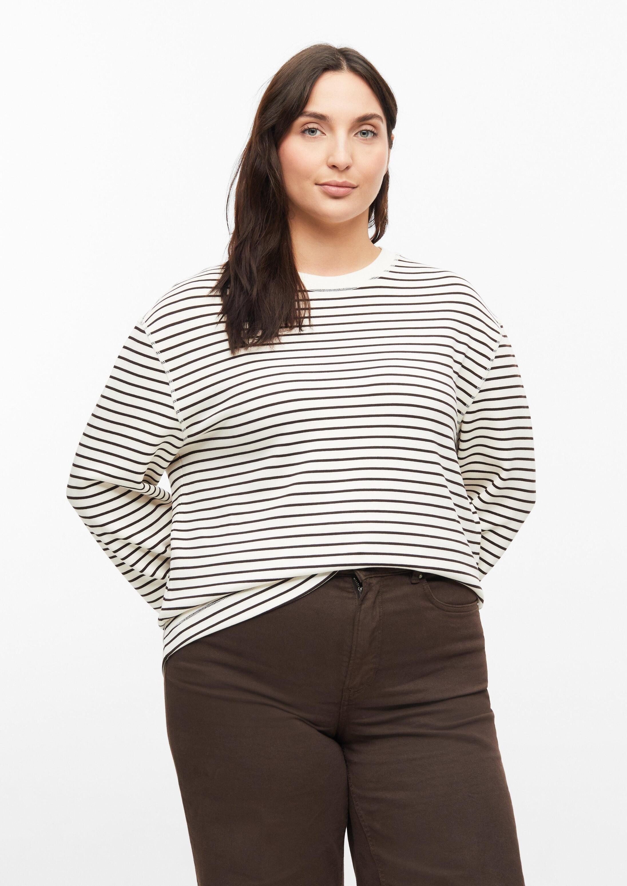 s.Oliver Sweatshirt Sweatshirt Scuba-Sweatshirt mit Ringeln im Relaxed Fit
