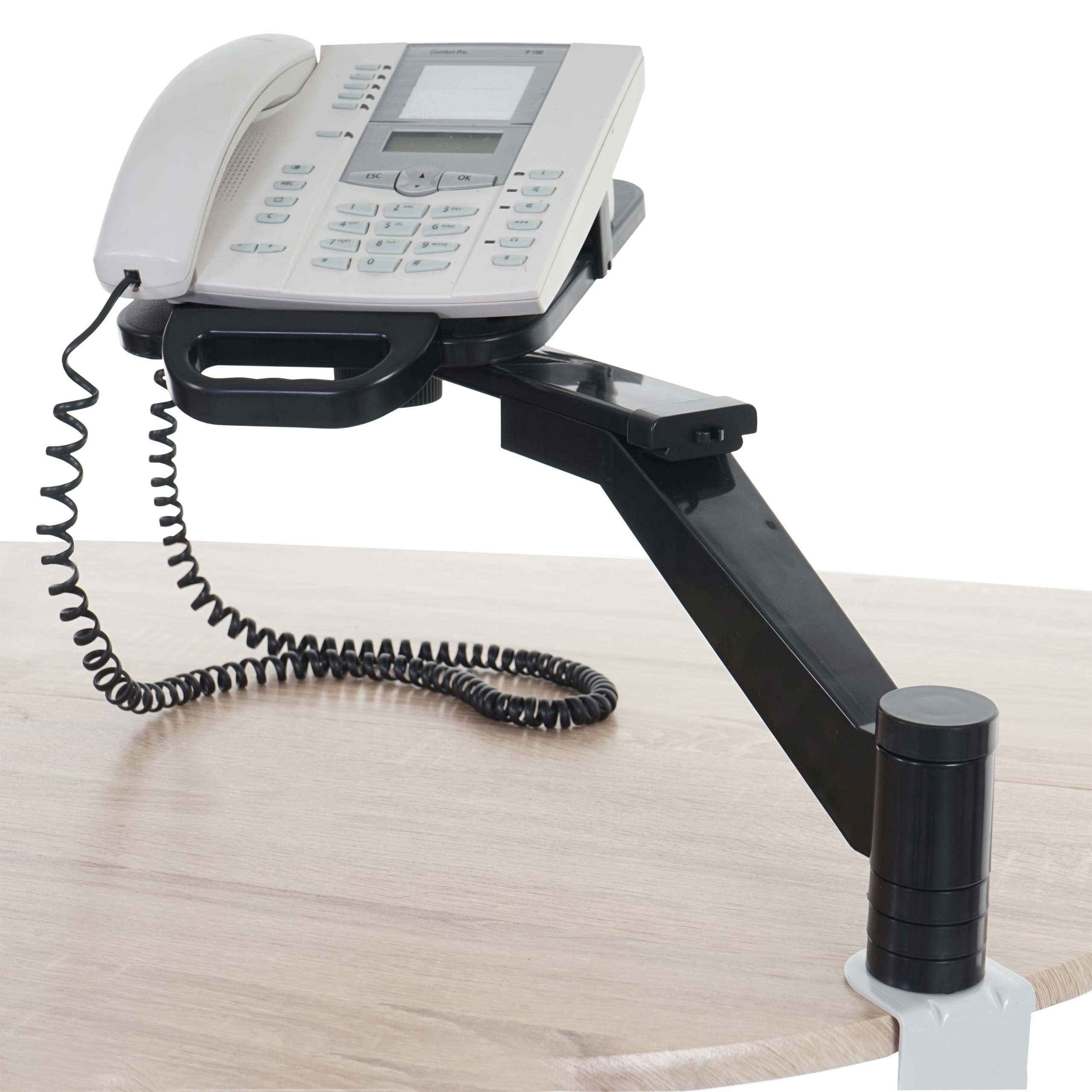 PROREGAL® Telefontisch Telefonarm T555 31x21x45cm Schwarz Telefonhalter Telefonschwenkarm