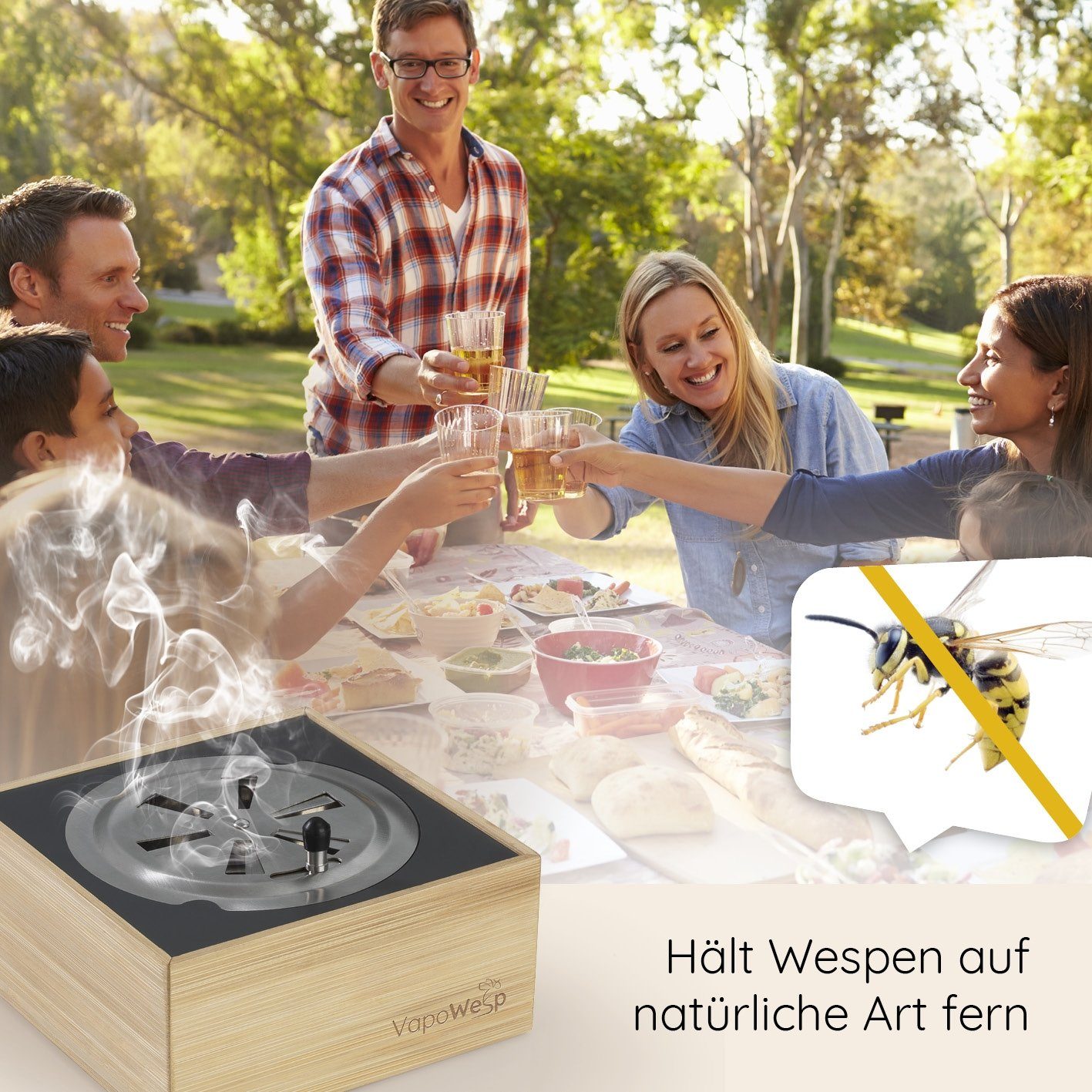 VapoWesp Wespennestattrappe VapoWesp Räucherbox inkl. Orange & Rosemary (3x je 100 g & 1x 50 g)