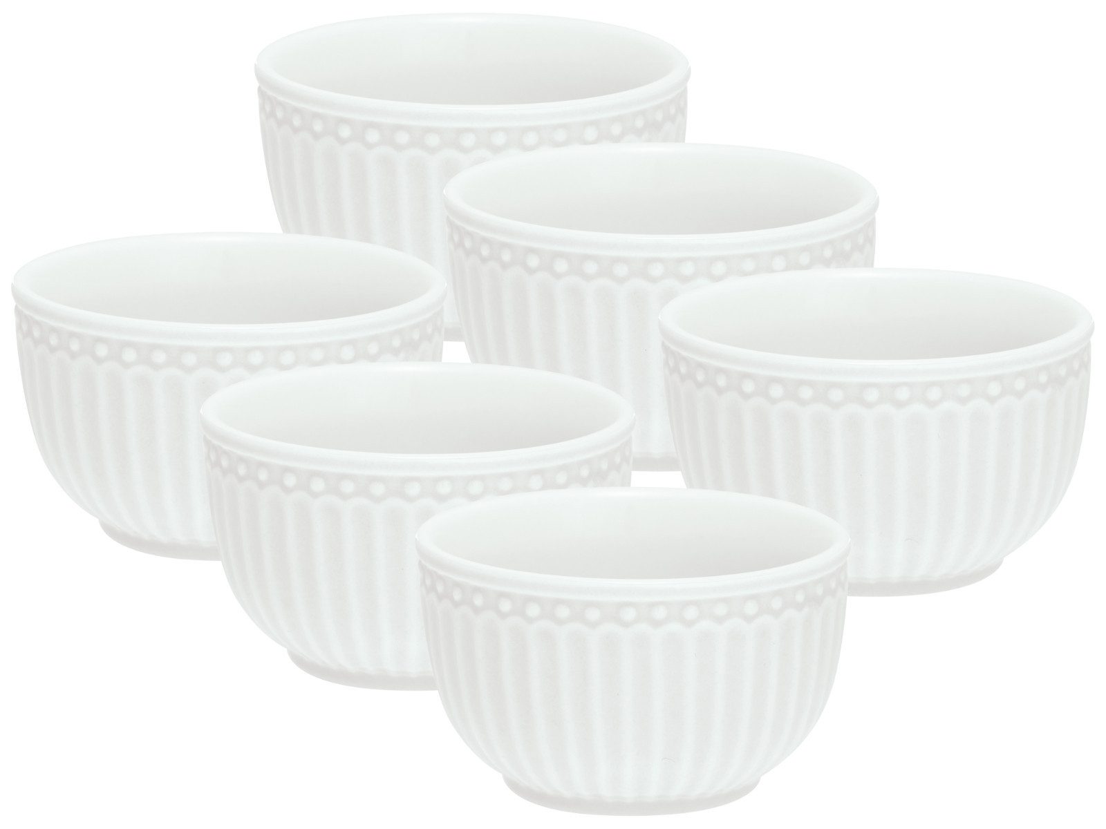 Greengate Geschirr-Set Alice Mini Bowl white 10cm Set6, Steinzeug