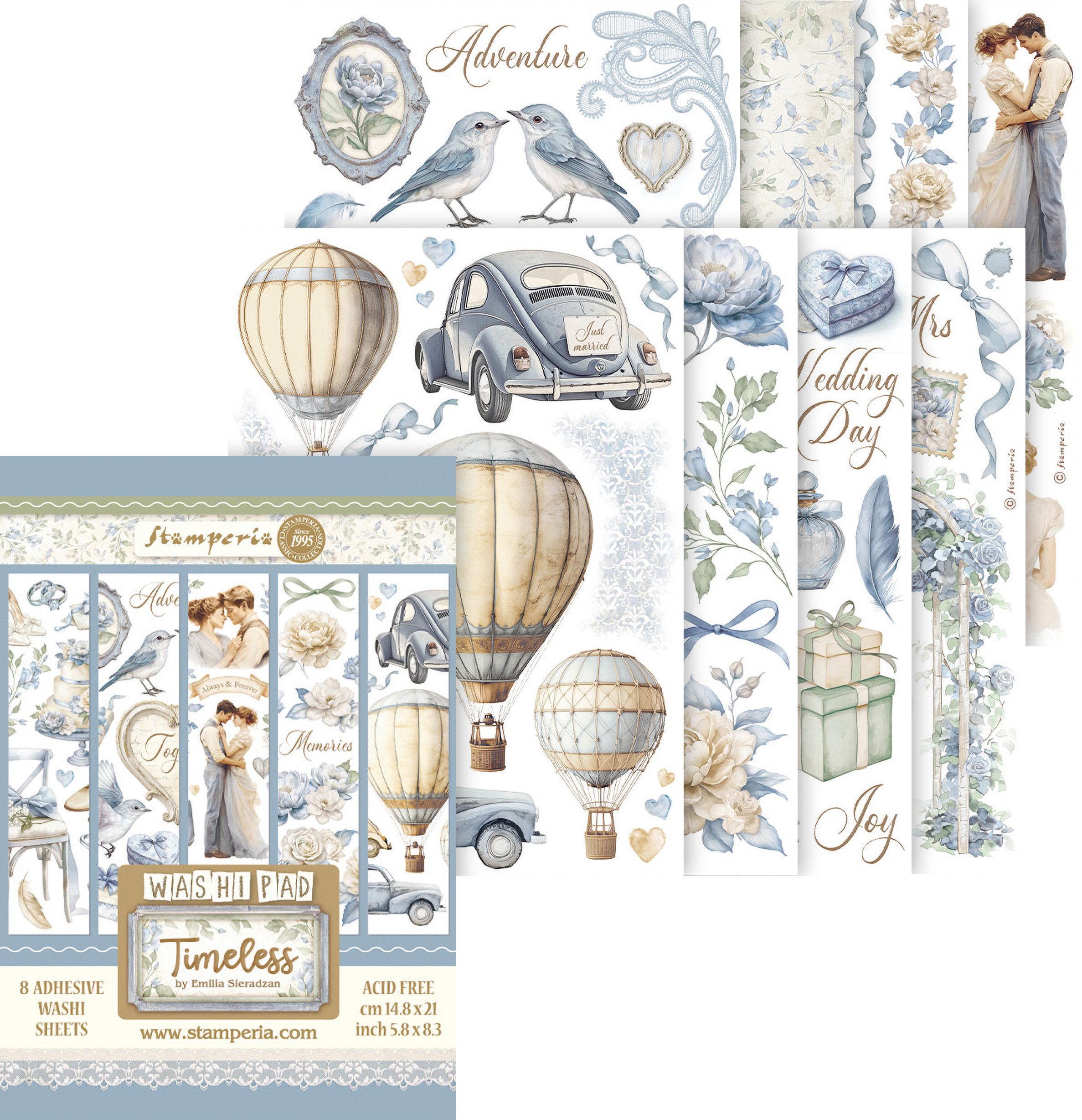 Stamperia Aufkleber Washi Pad Timeless, 8 Blatt, A5