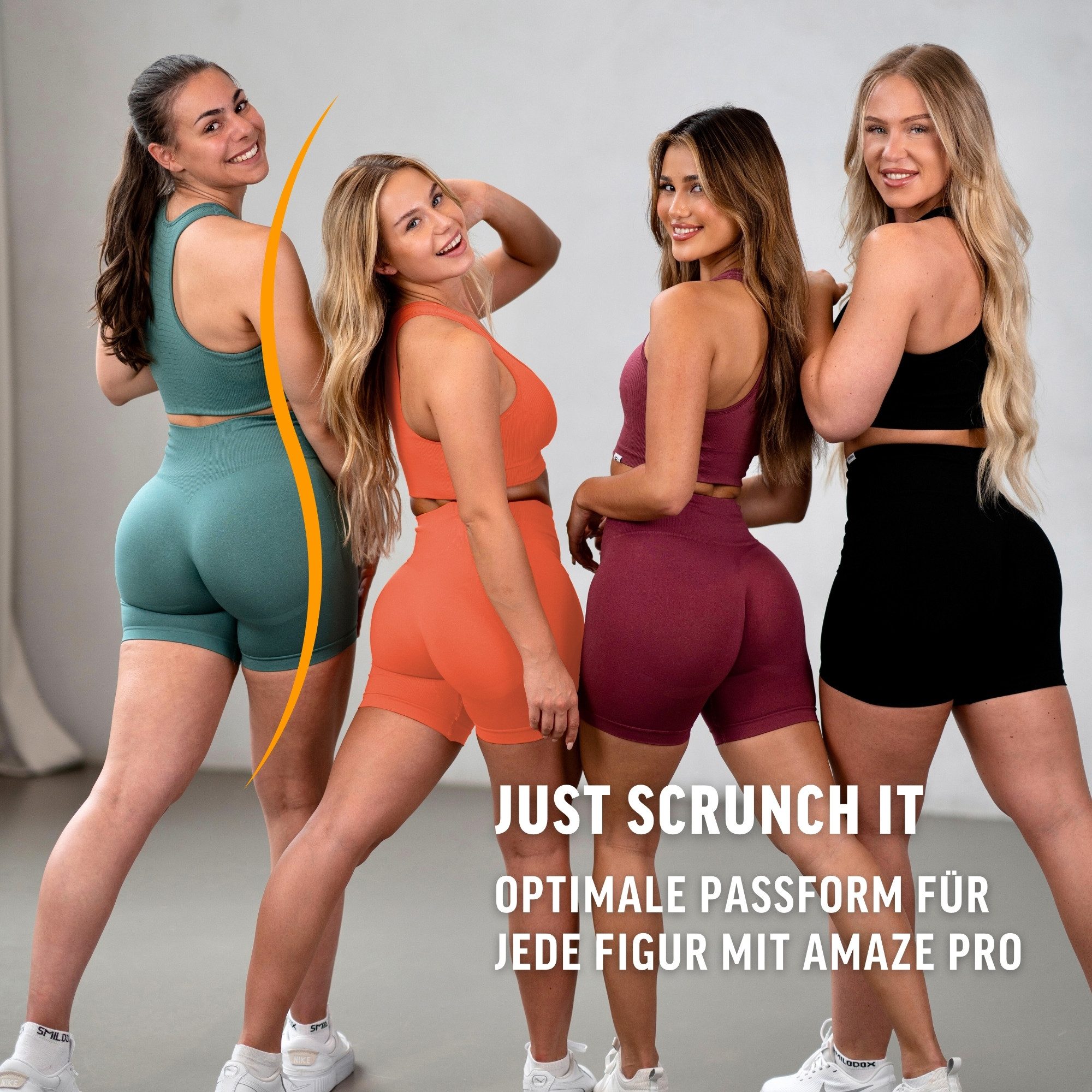 Smilodox Shorts Amaze Pro, Shaped Fit Push Up Booty Radlerhose V-Shape Seamless High Waist Hotpants Scrunch-Effekt Squatproof Gym Yoga Alltag