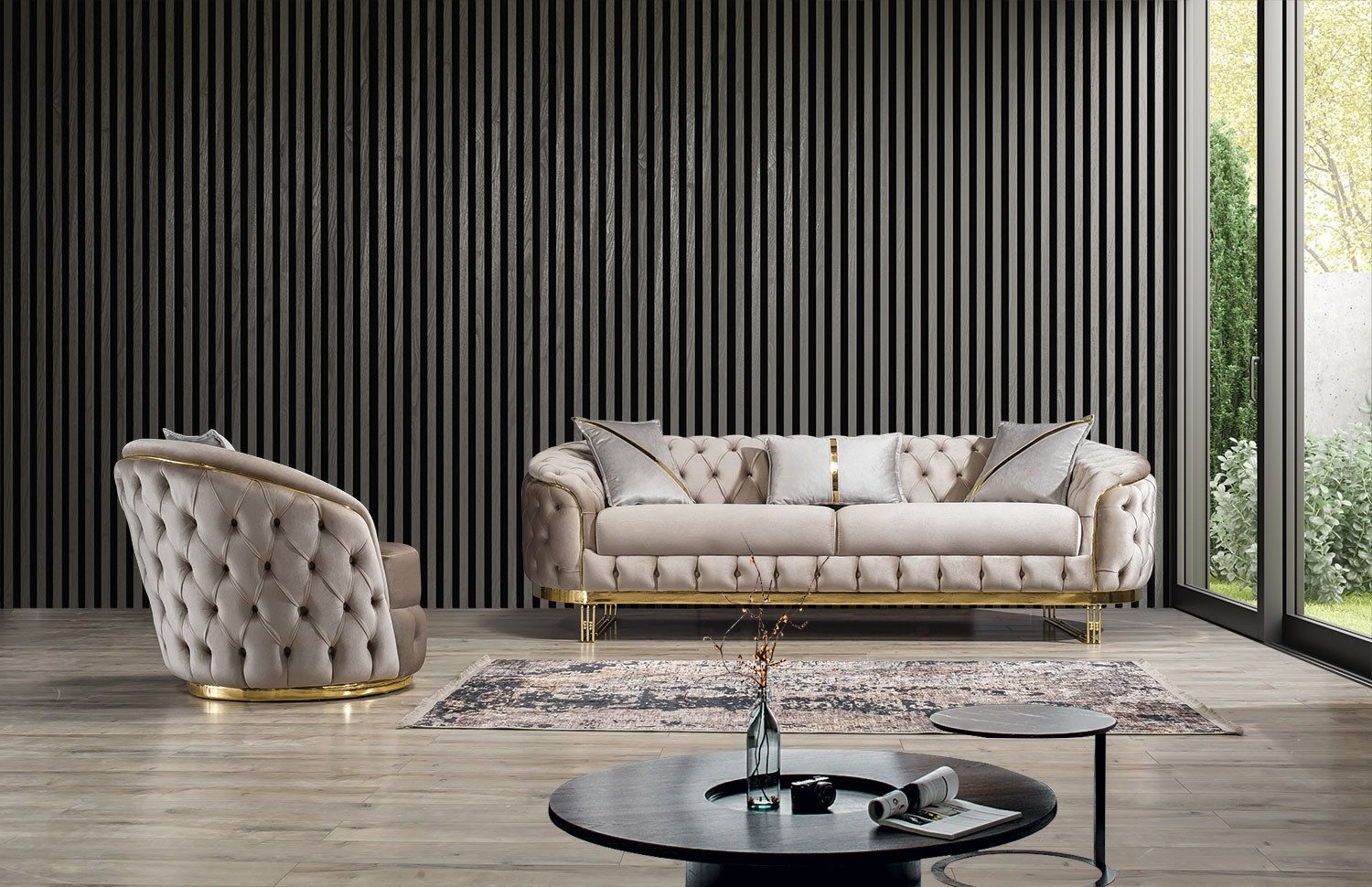 Viva Möbel Sofa IKON, Luxus und Eleganz in einem Sofa-Set.