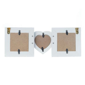 elbmöbel Bilderrahmen Bilderrahmen 3er HERZ weiß grau Holz, für 3 Bilder, Hochzeitsrahmen: 3er Rahmen Herz 30x16x3 cm weiß/grau Vintage