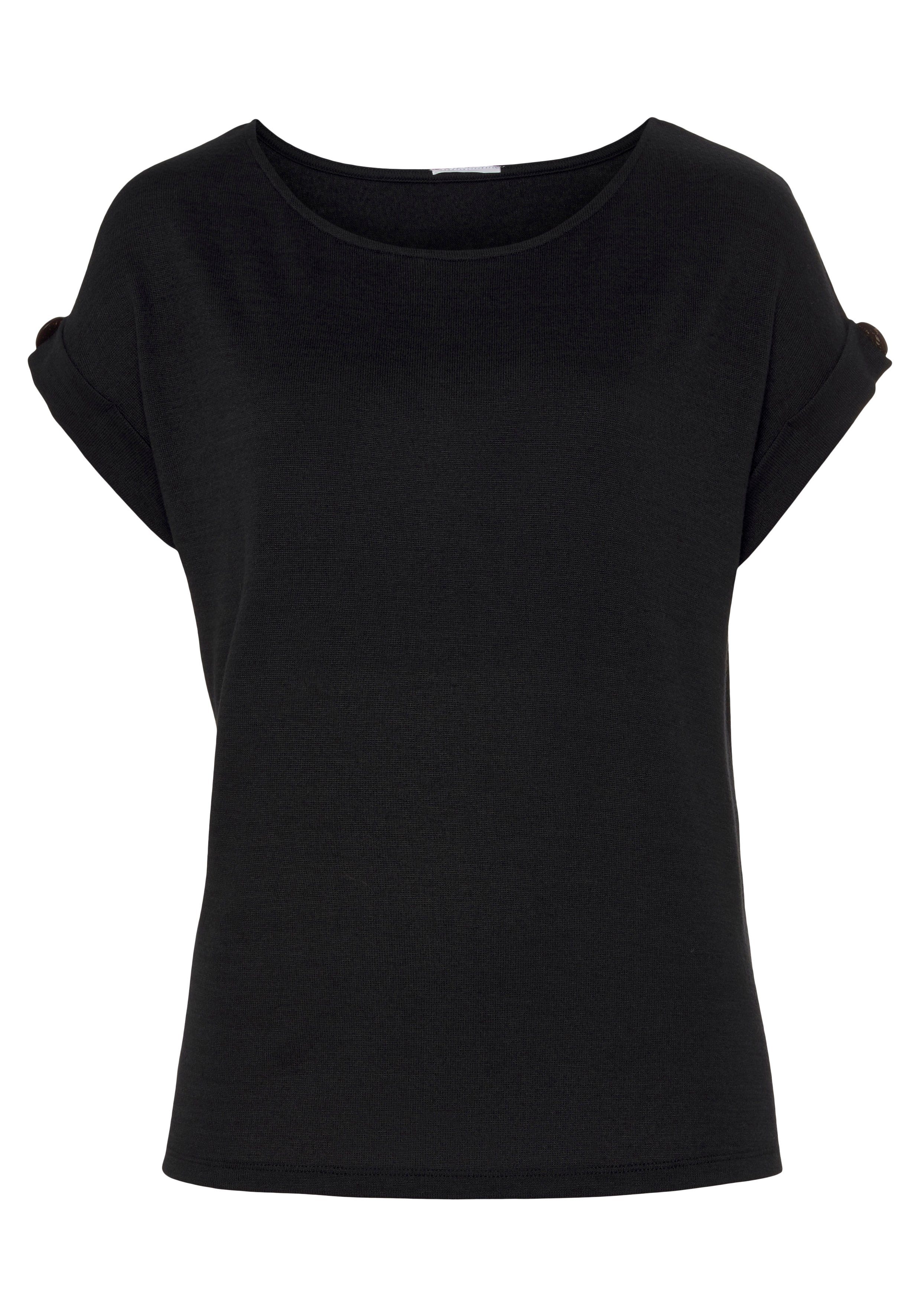 LASCANA Kurzarmshirt mit Knopfdetail am Ärmelabschluss günstig online kaufen