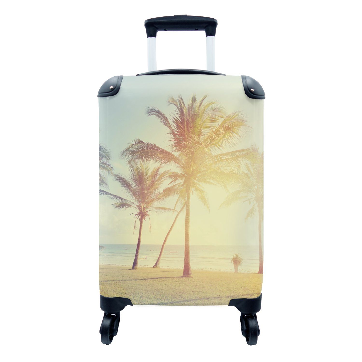 MuchoWow Handgepäckkoffer Meer - Palme - Sommer - Sonne - Strand, 4 Rollen, Reisetasche mit rollen, Handgepäck für Ferien, Trolley, Reisekoffer