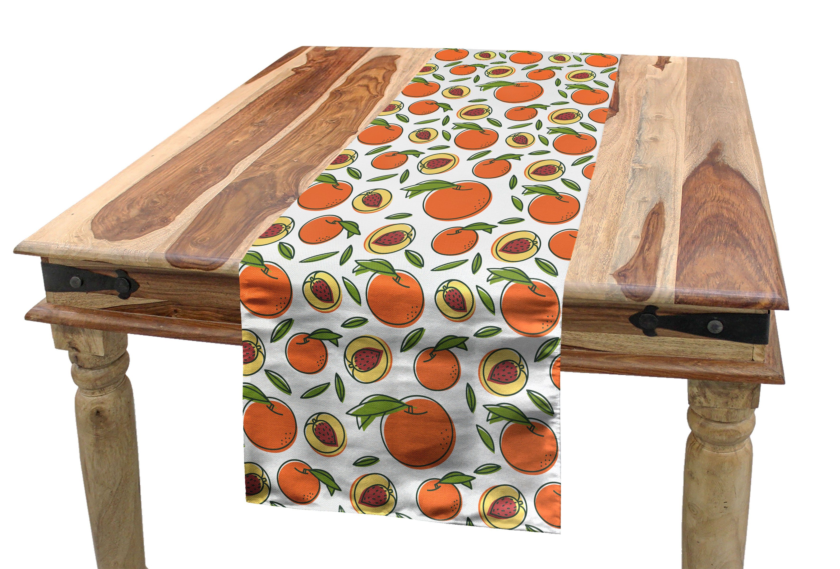 Abakuhaus Tischläufer Esszimmer Küche Rechteckiger Dekorativer Tischläufer, Peach Farben Frucht mit Samen Kunst