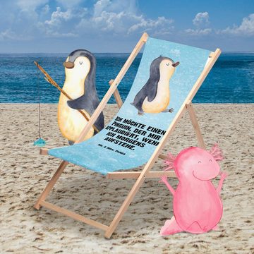 Mr. & Mrs. Panda Gartenliege Pinguin marschieren - Eisblau - Geschenk, Sonnenliege, Strandliege, z, 1 St., Abnehmbarer Bezug
