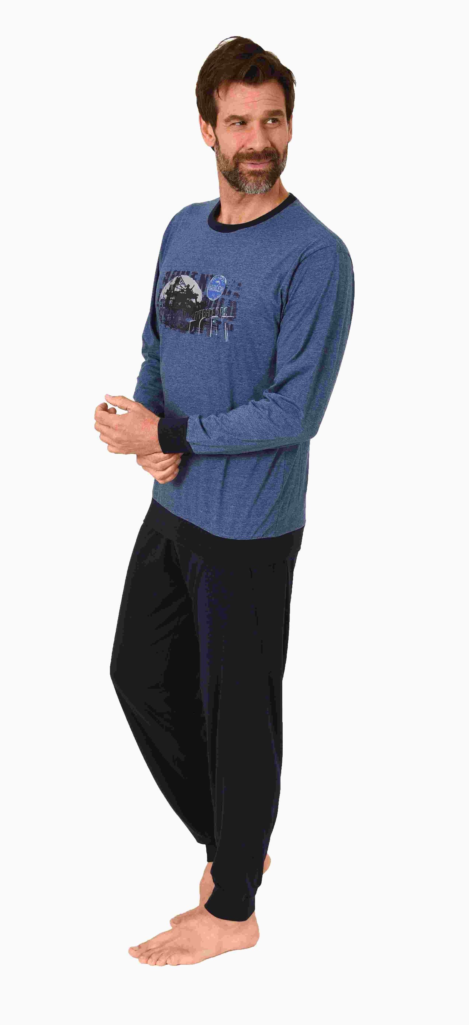 Normann Pyjama Herren langarm Schlafanzug mit Bündchen Pyjama in tollen Far günstig online kaufen