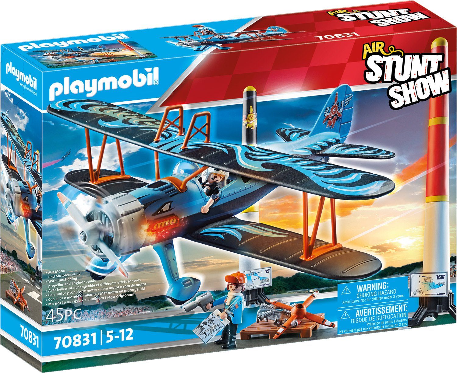 Playmobil® Konstruktions-Spielset Doppeldecker "Phönix" (70831), Air Stuntshow, (45 St), mit Soundeffekten; Made in Germany