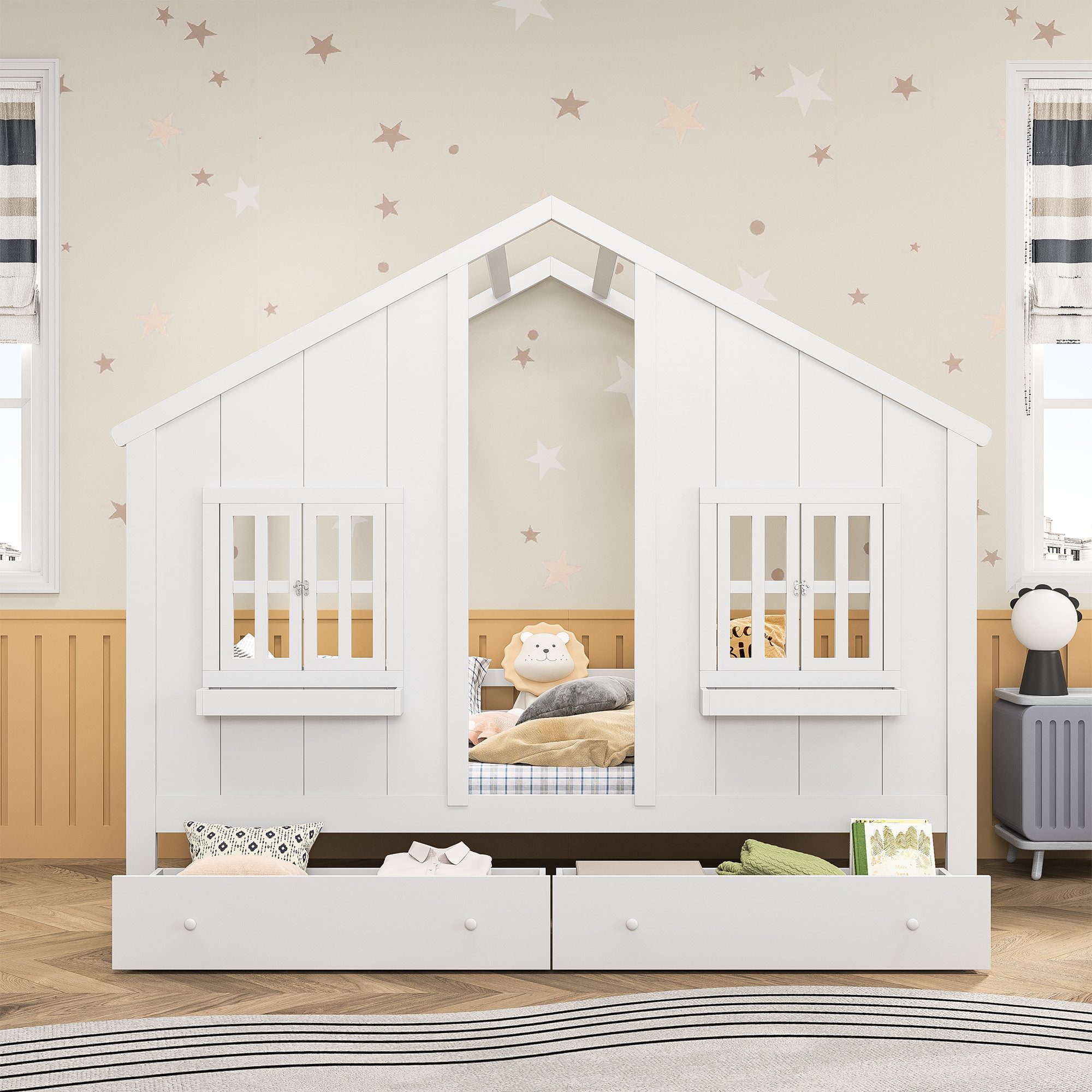 FUROKOY Kinderbett Kinderbett 90x200 cm, Bodenbett günstig online kaufen