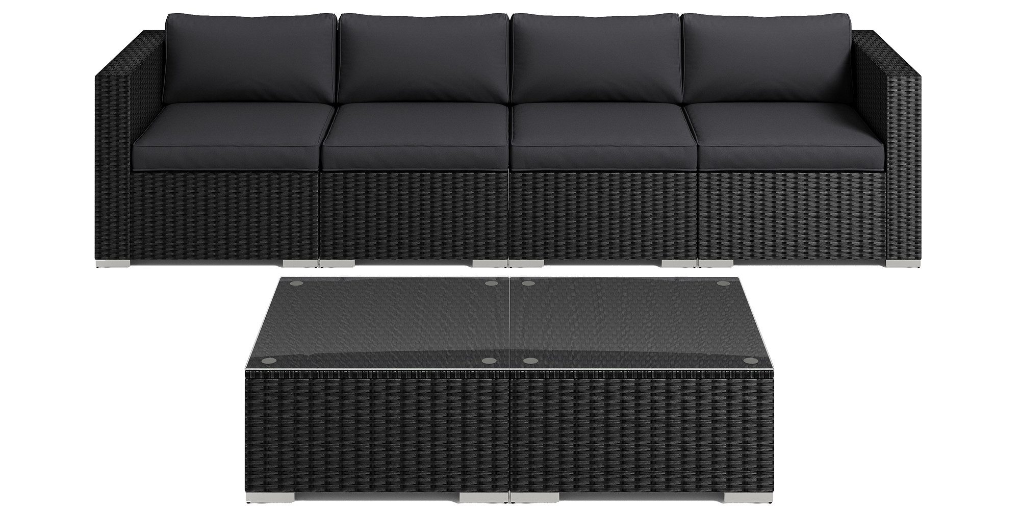 MeXo Gartenlounge-Set Balkonmöbel Rattan Modulsofa mit günstig online kaufen