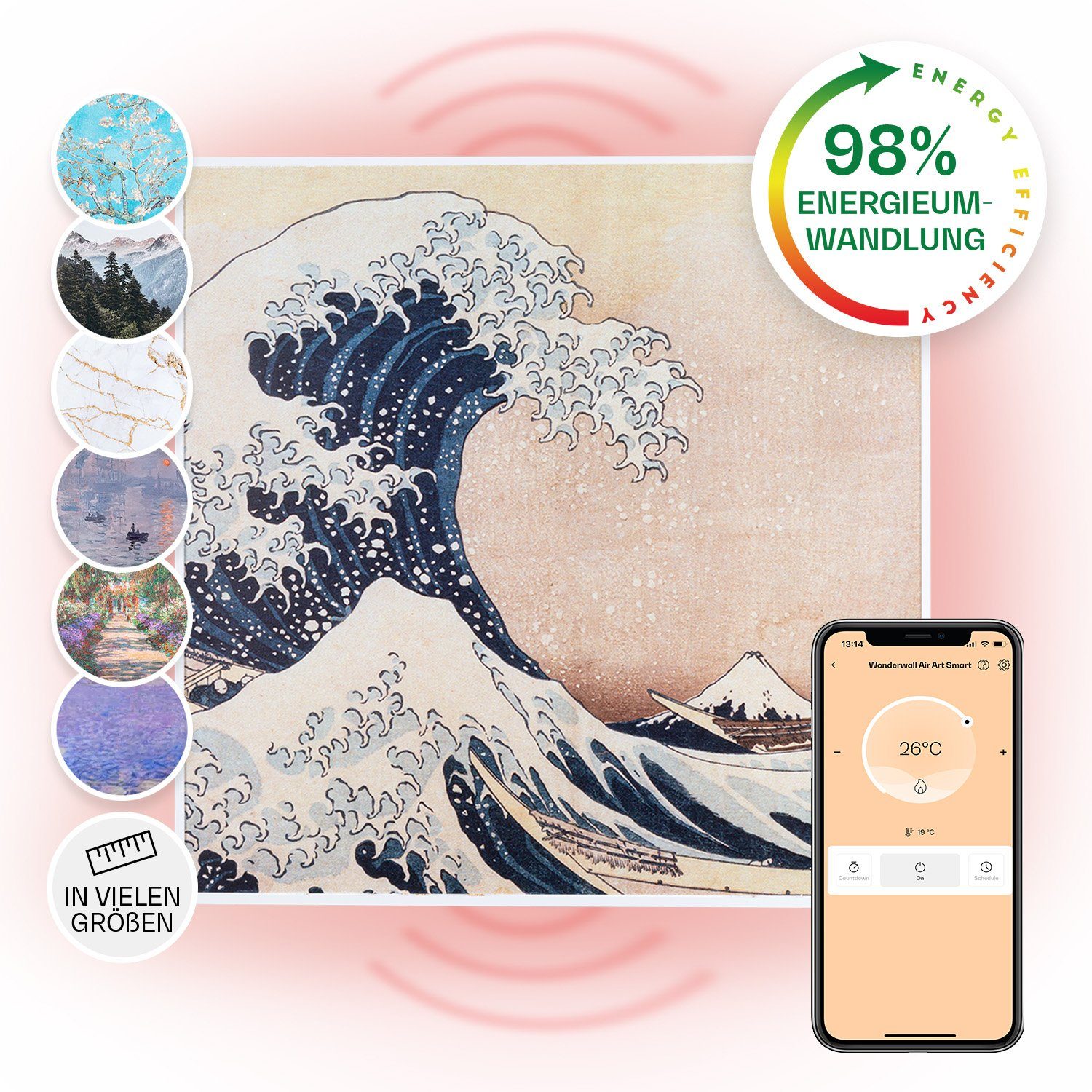 Klarstein Heizkörper Wonderwall Air Art Smart, elektrische Infrarot Wandheizung Thermostat Bild Heizung elektrisch