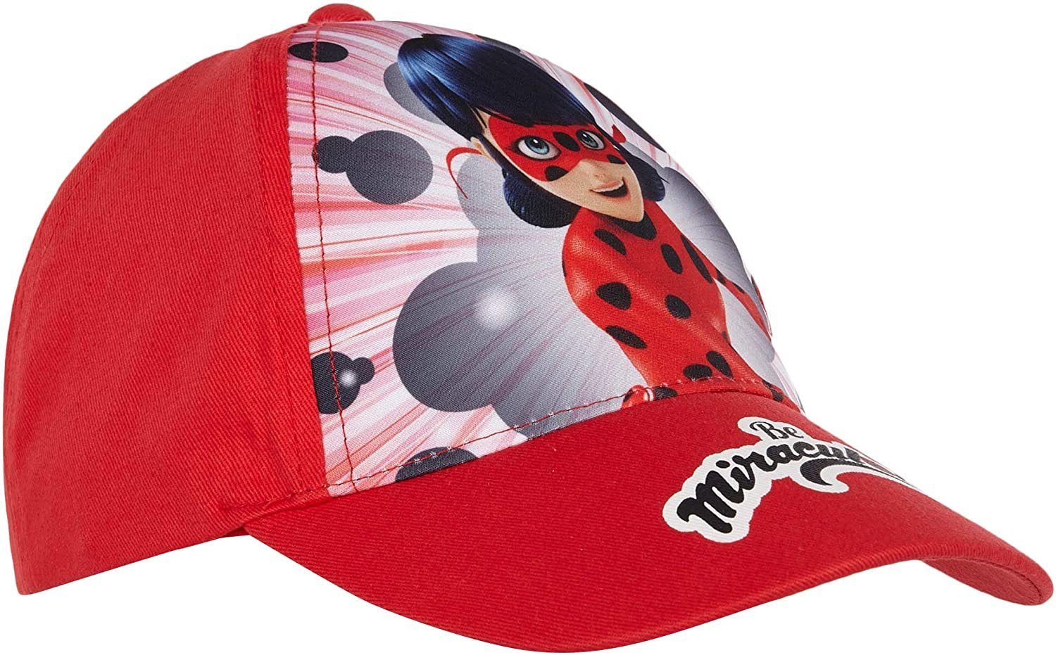 Schirmmütze Sonnenschutz Baseball Ladybug + Gr.52 Schule Rot-Schwarz Cap - Ladybug Mädchen 54 Miraculous Schirmmütze Kita Miraculous Kinder Mütze
