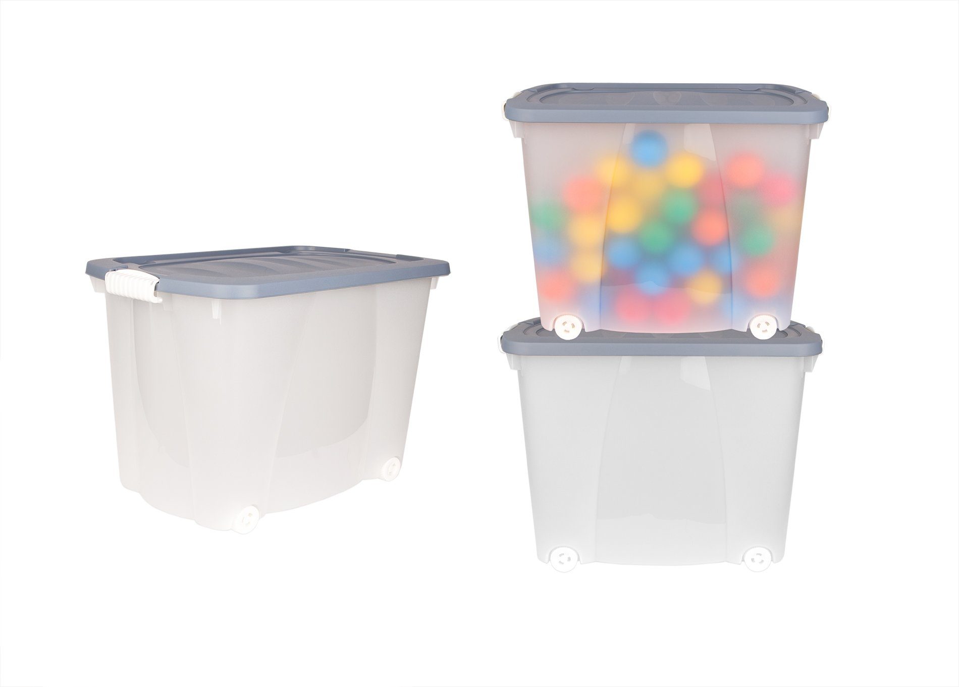 BigDean Aufbewahrungsbox »XXL Set mit Deckel & Rollen − 100% recyceltes  Plastik − Made in Germany − 60x38x43 cm« (3 Stück) online kaufen | OTTO