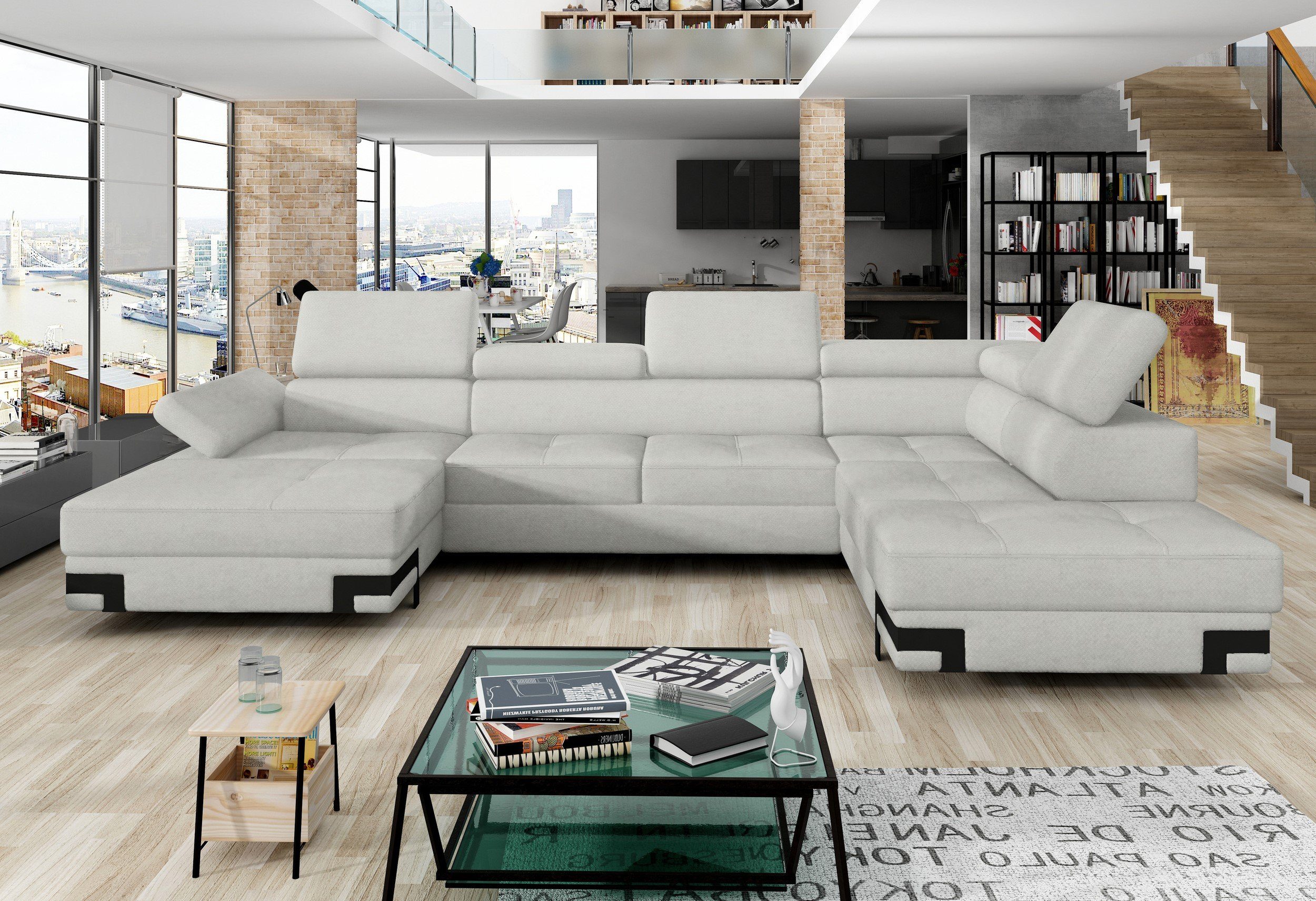 links Design Stylefy oder bestellbar, rechts XL, mit Modern mane Sofa, U-Form, Relaxfunktion, Rio Wohnlandschaft Bettfunktion,