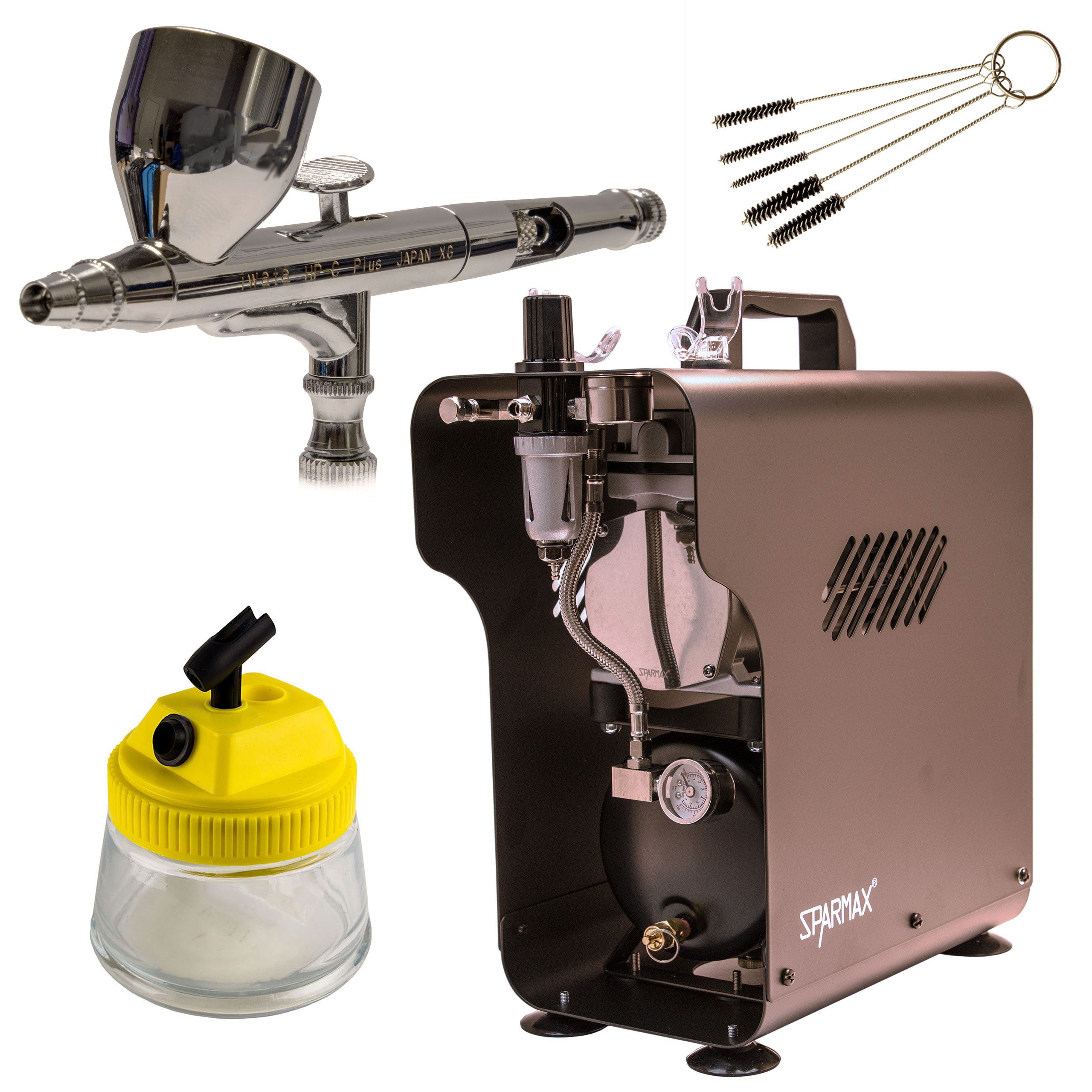 Airbrush-City Airbrush-Kompressor Sparmax TC-620X + iwata HP-C Plus Airbrushpistole - Profi Set 25