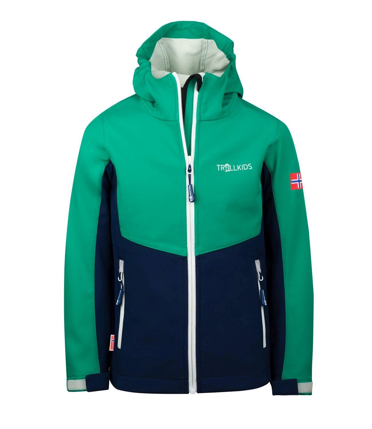 Pfeffergrün/Marineblau Kristiansand TROLLKIDS Wasserabweisend Softshelljacke