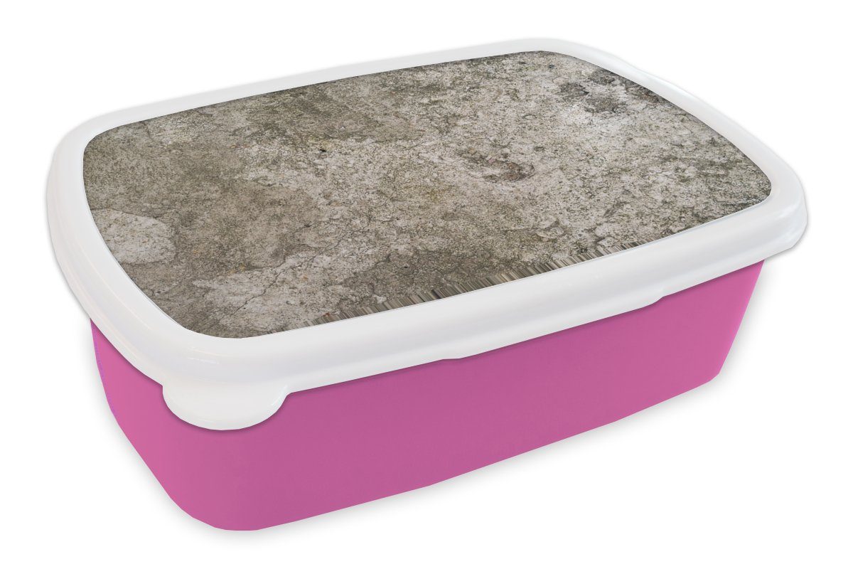 Kunststoff, (2-tlg), Lunchbox - Beton, rosa für Snackbox, Mädchen, Brotdose - Kinder, Kunststoff - Schiefer Brotbox Erwachsene, Rost Stein MuchoWow
