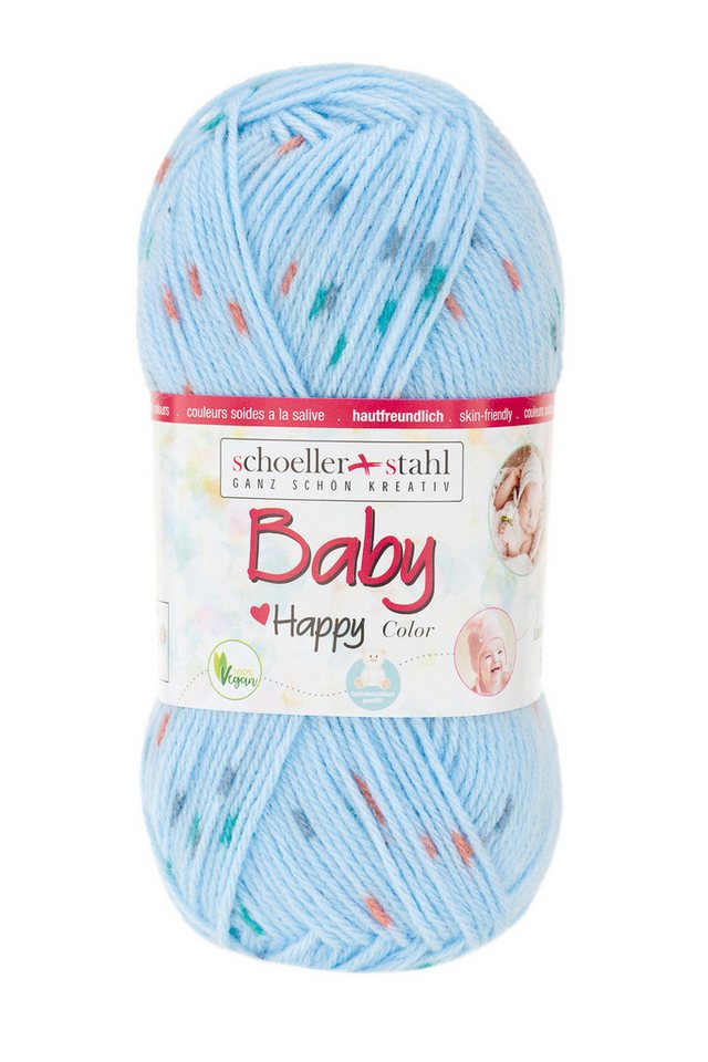 Schoeller + Stahl Baby Happy Color Häkelwolle, 185 m, wunderbar weiches, pflegeleichtes Garn mit fröhlichen Farbakzenten